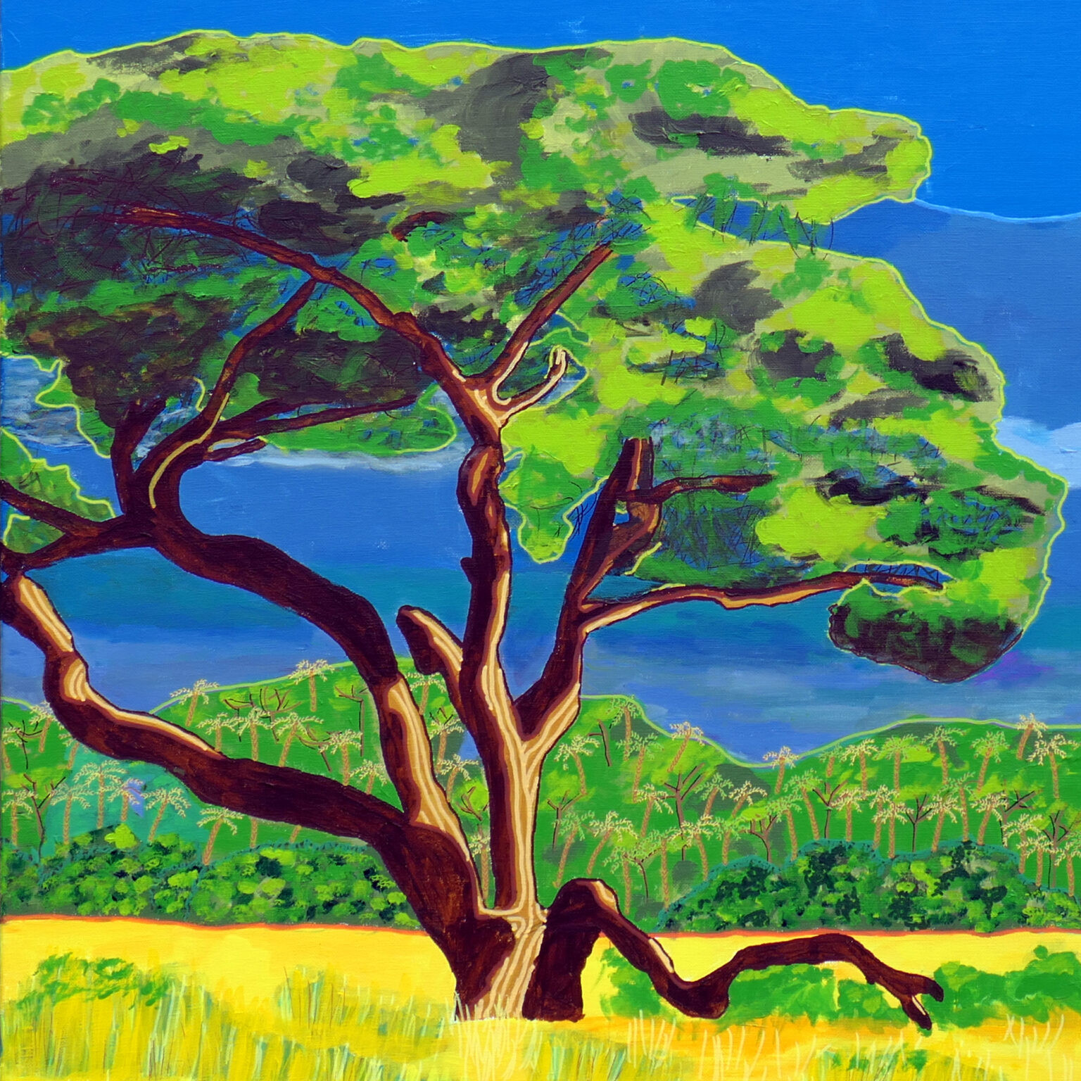Pascal Poutchnine, En peignant la girafe, painting - Artalistic online contemporary art buying and selling gallery