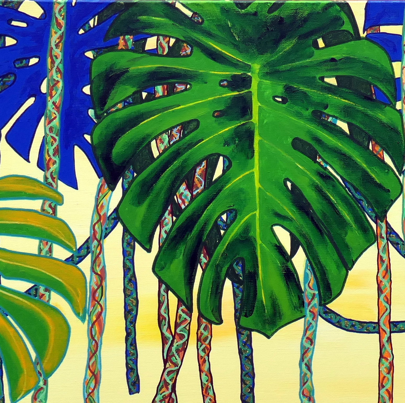 Pascal Poutchnine, Bébé babouin olive à la brindille, painting - Artalistic online contemporary art buying and selling gallery