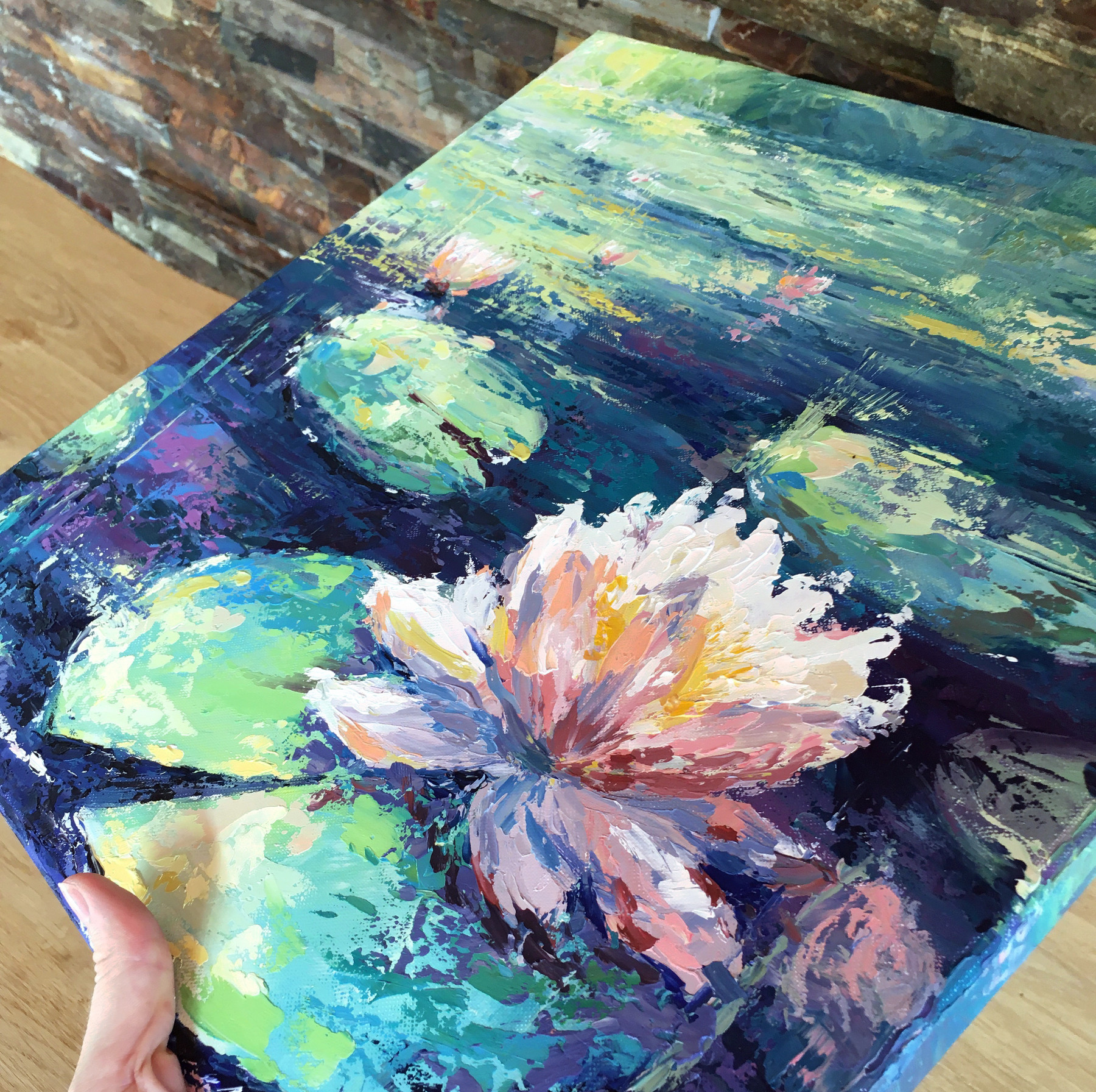 Oxypoint, Water lilies on the pond, painting - Artalistic online contemporary art buying and selling gallery