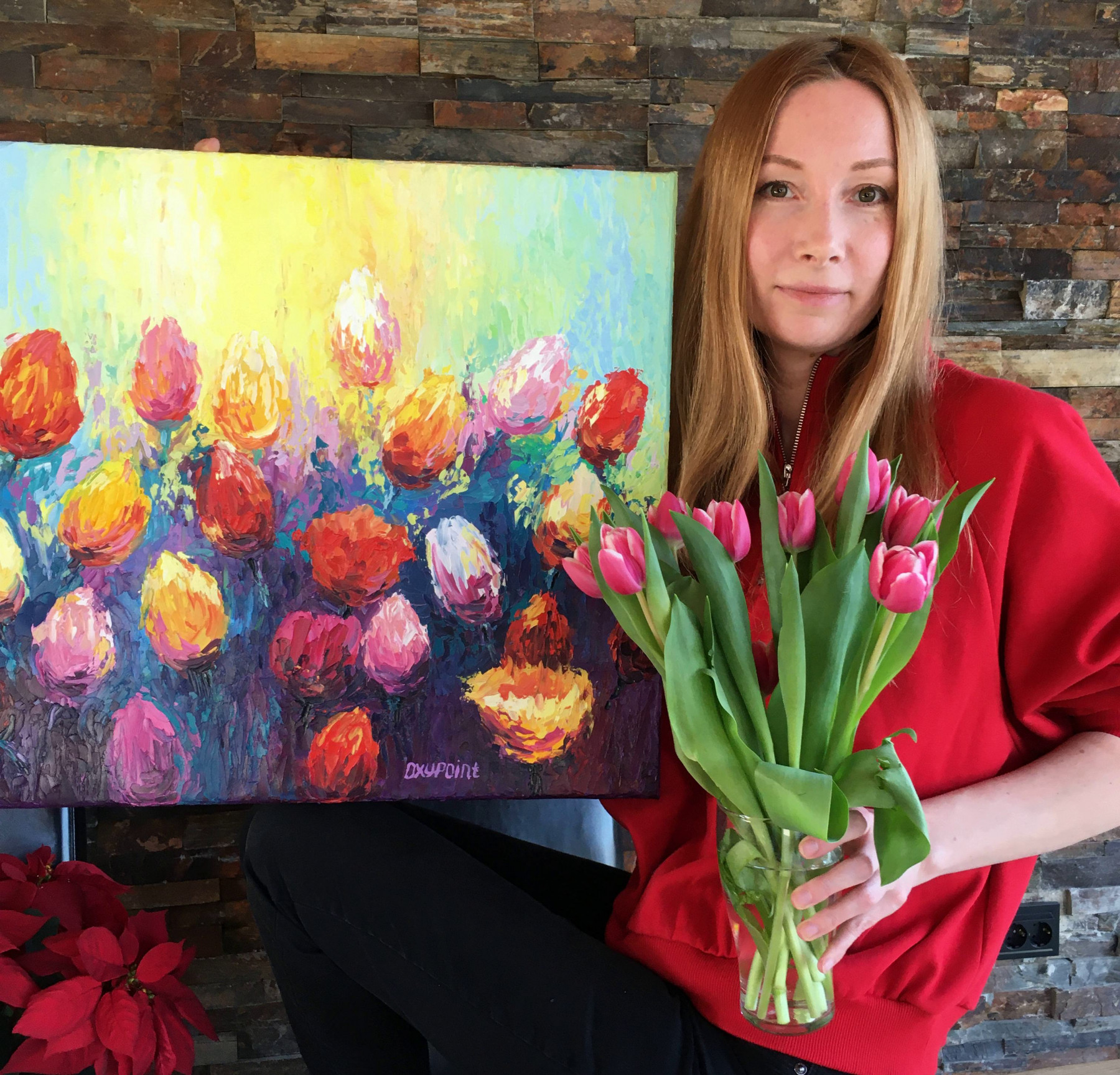 Oxypoint, Tulips, painting - Artalistic online contemporary art buying and selling gallery