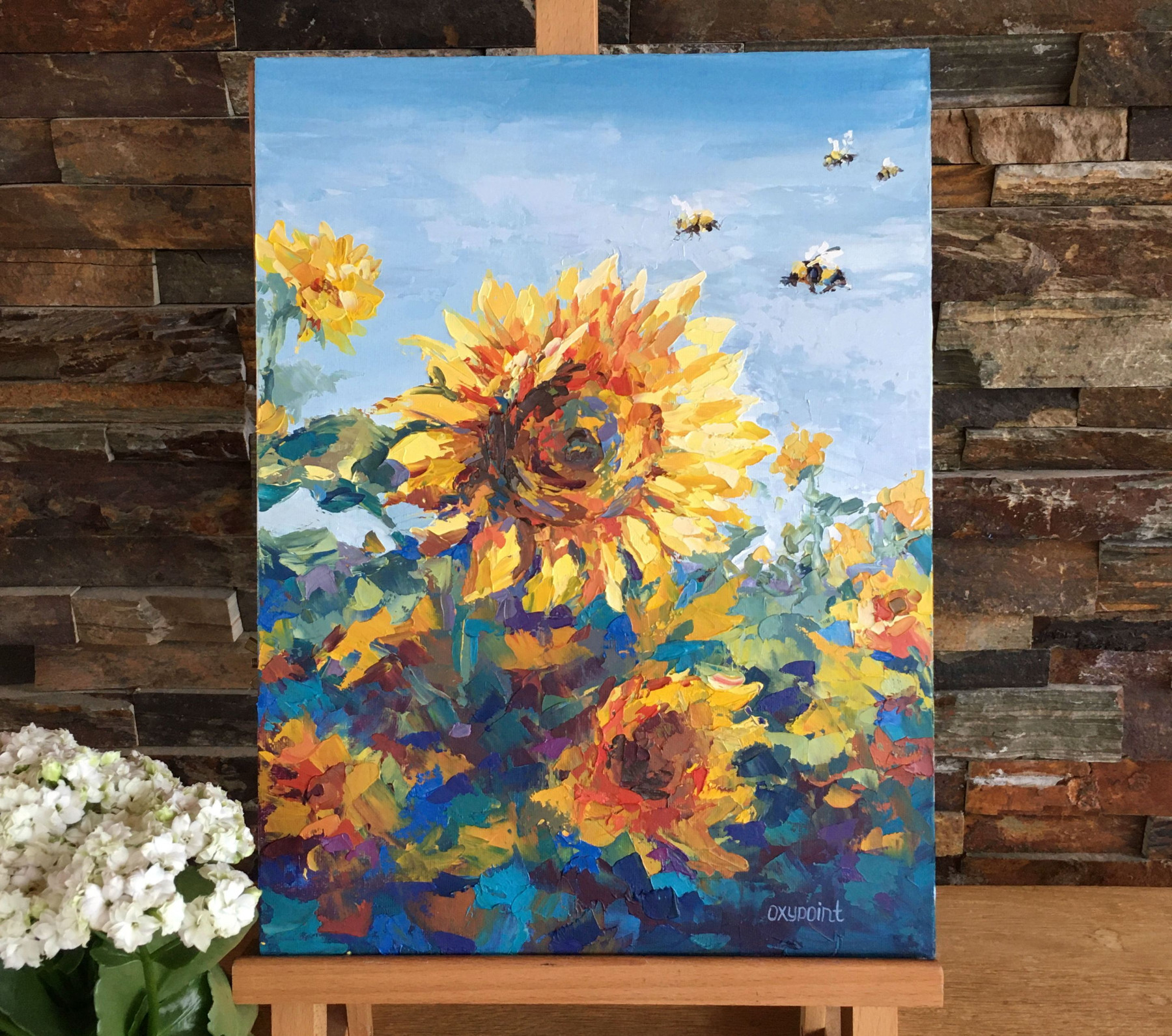 Oxypoint, Sunflowers, painting - Artalistic online contemporary art buying and selling gallery