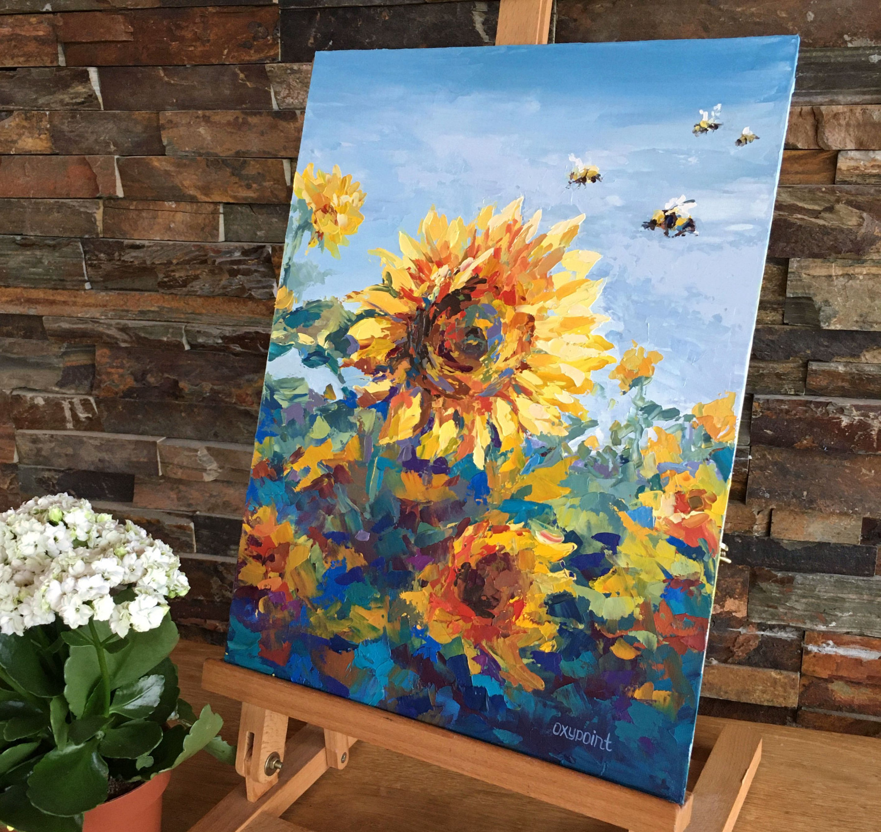 Oxypoint, Sunflowers, painting - Artalistic online contemporary art buying and selling gallery