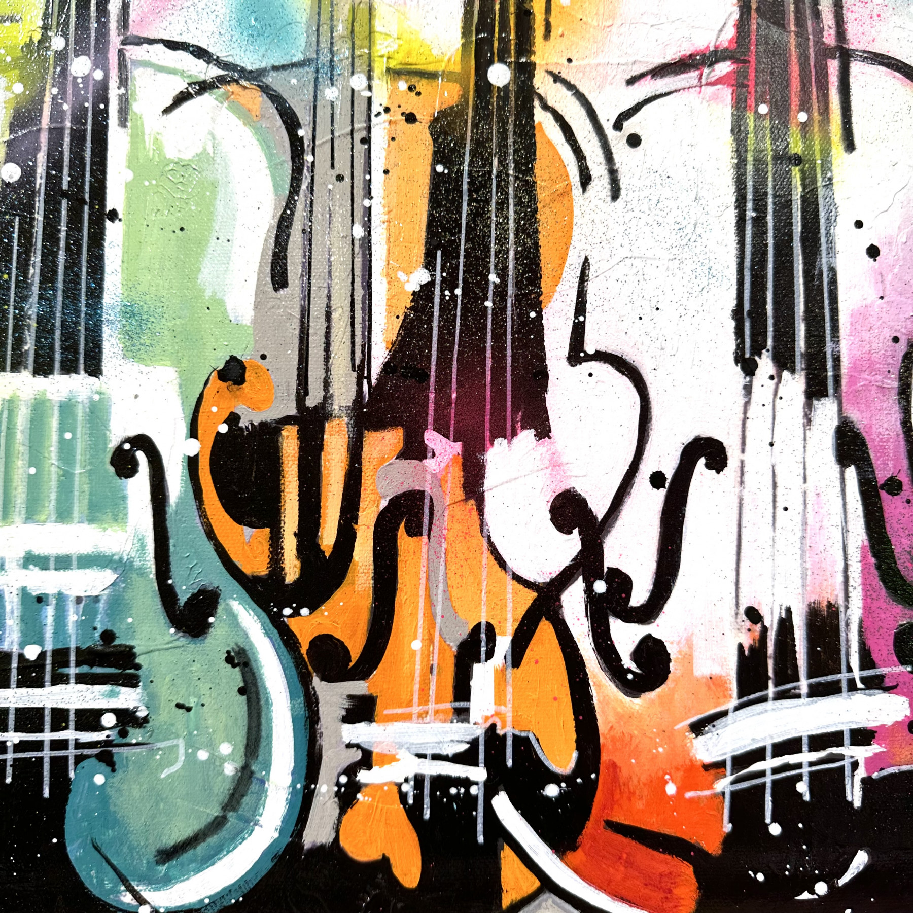 Patrick Cornée, Variations for pop violins, painting - Artalistic online contemporary art buying and selling gallery