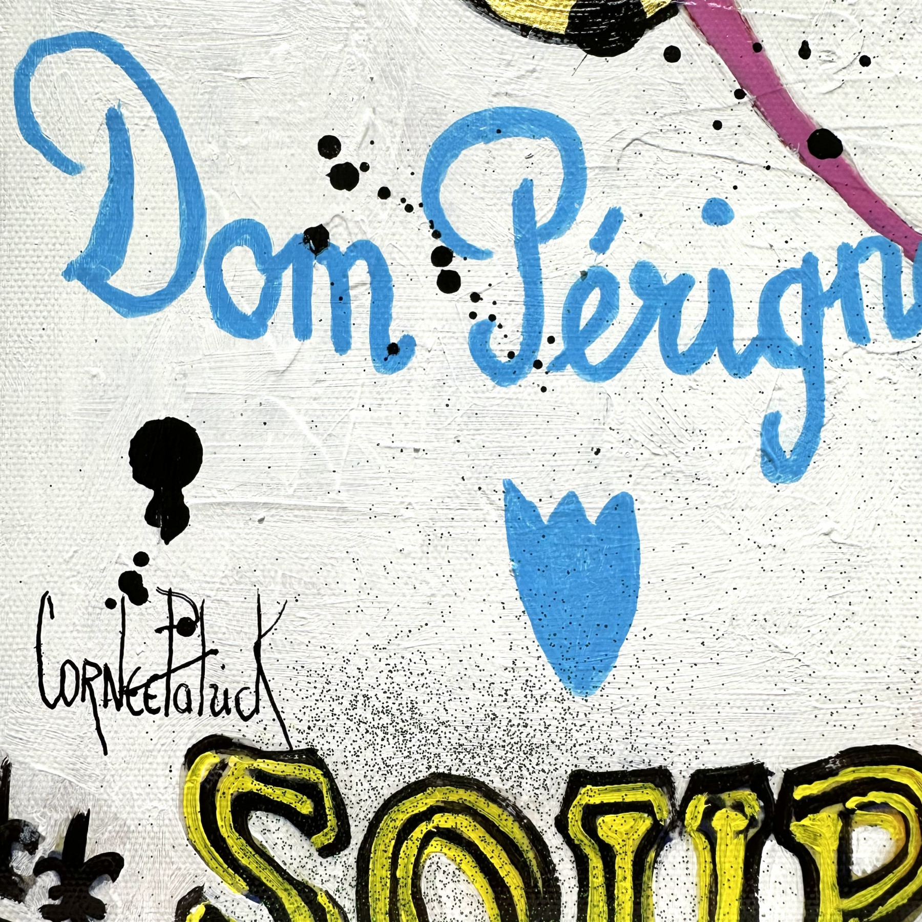 Patrick Cornée, Mickey loves Dom Pérignon soup, painting - Artalistic online contemporary art buying and selling gallery