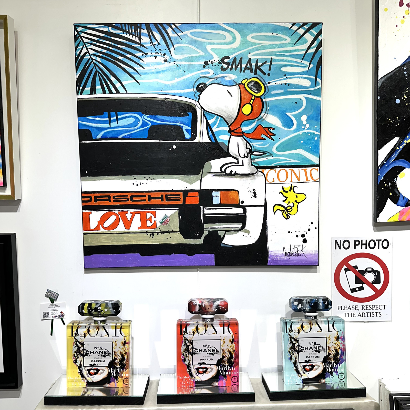 Patrick Cornée, Snoopy loves the party and Porsches, painting - Artalistic online contemporary art buying and selling gallery