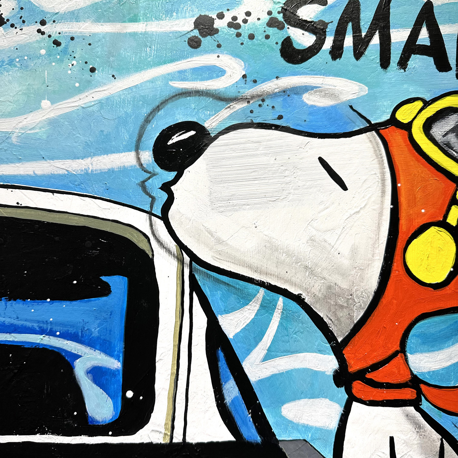 Patrick Cornée, Snoopy loves the party and Porsches, painting - Artalistic online contemporary art buying and selling gallery