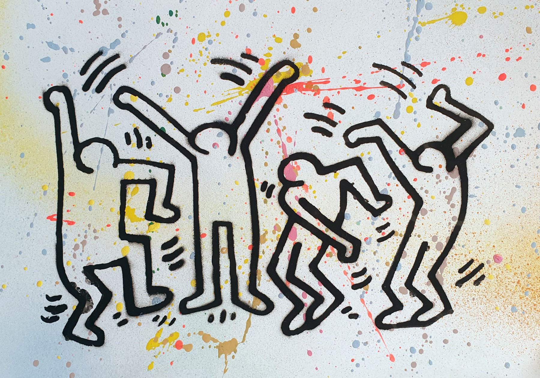 Spaco, Dance Haring pochoir, painting - Artalistic online contemporary art buying and selling gallery