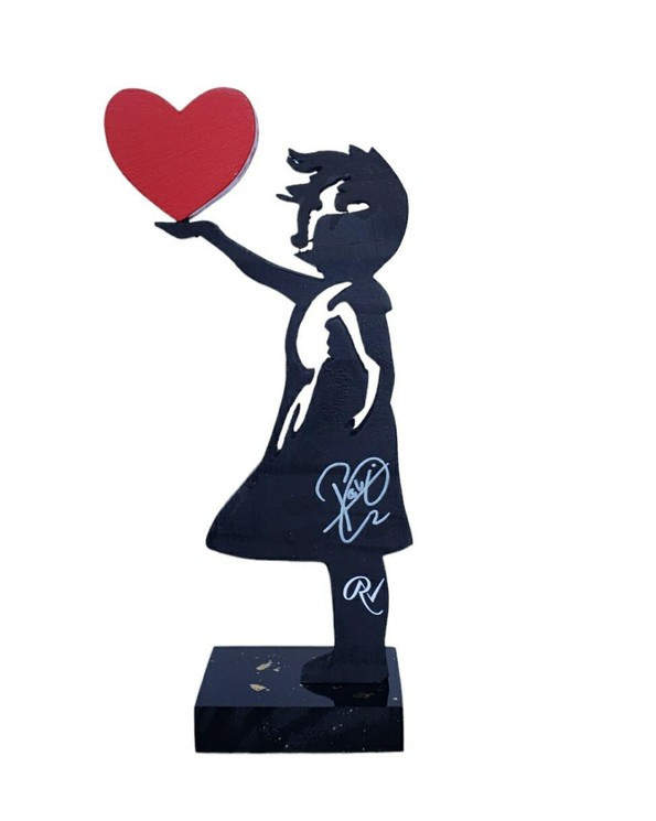 Ravi, Banksy wood bonheur gold, sculpture - Artalistic online contemporary art buying and selling gallery