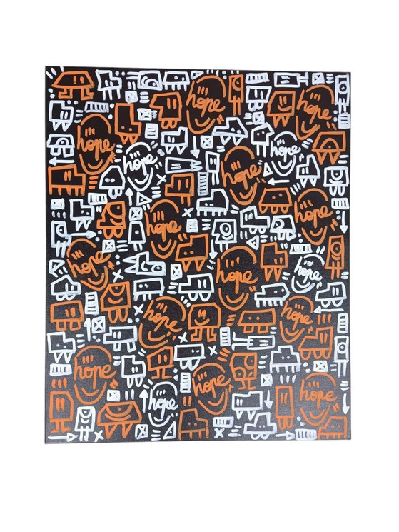 Mr Hope, Orange blanc, painting - Artalistic online contemporary art buying and selling gallery