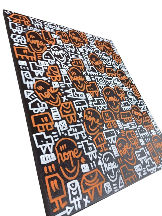 Mr Hope, Orange blanc, painting - Artalistic online contemporary art buying and selling gallery