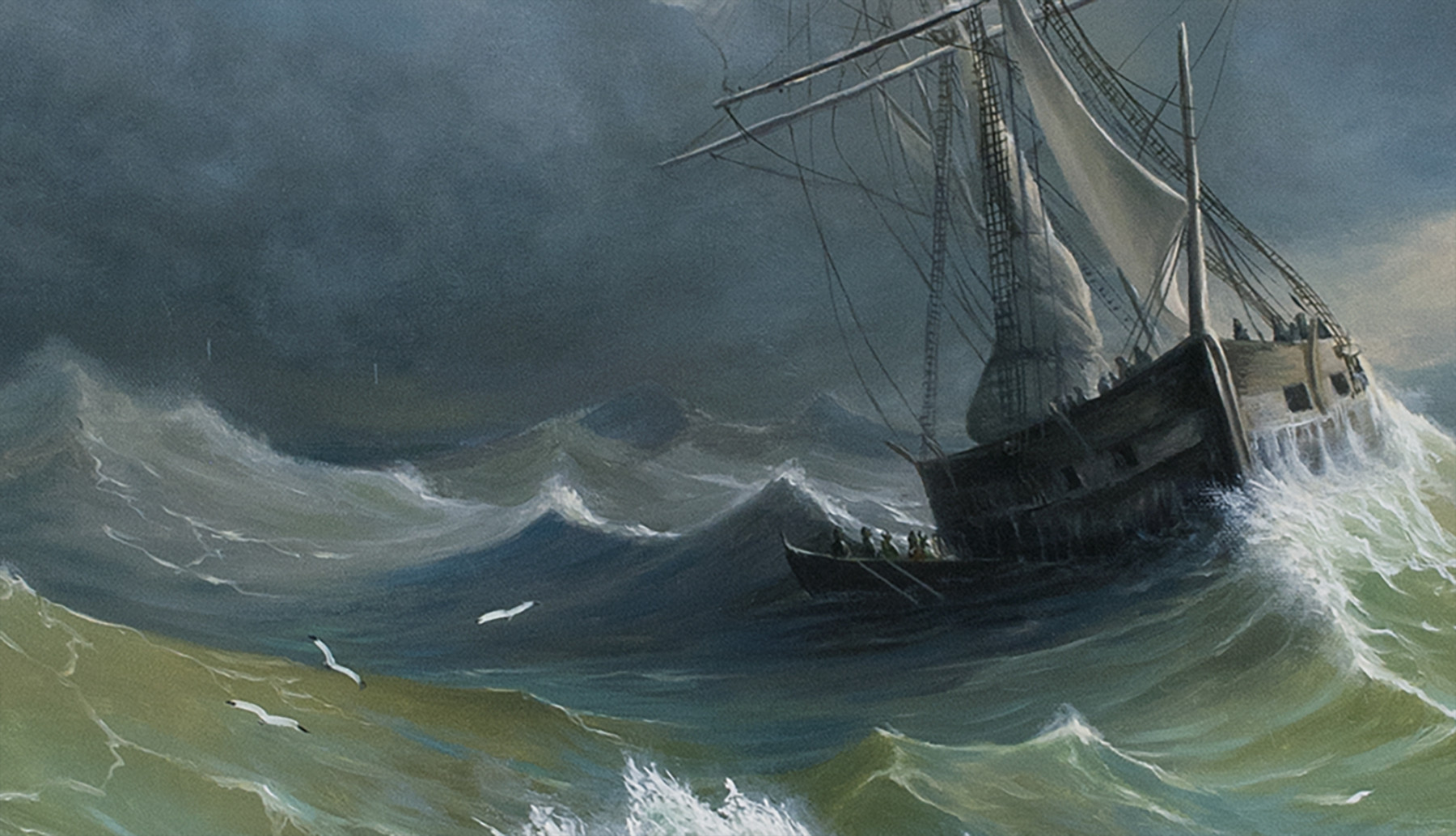 Anthony Colange, Ship in the story sea, painting - Artalistic online contemporary art buying and selling gallery