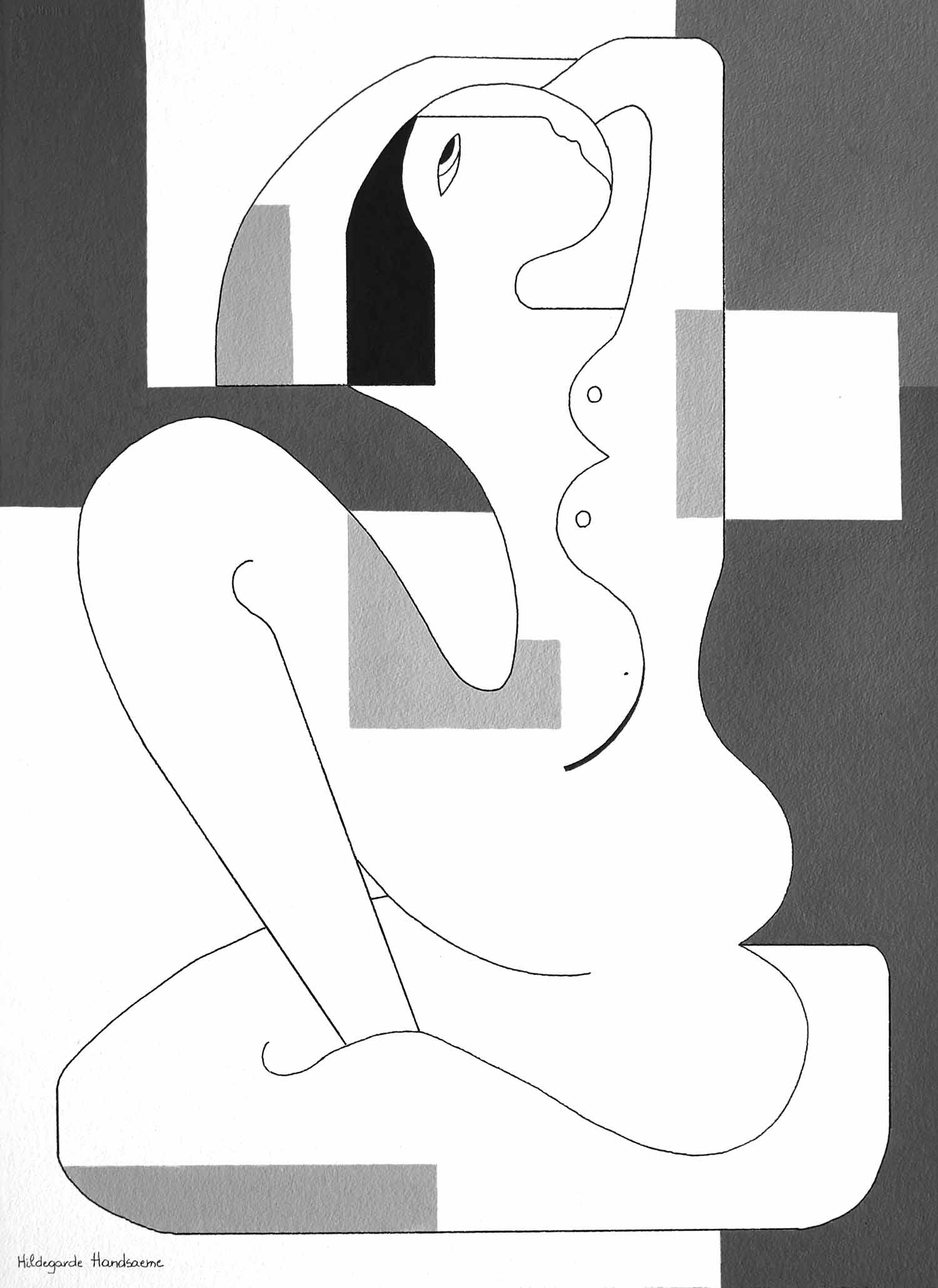 Hildegarde Handsaeme, La signora, drawing - Artalistic online contemporary art buying and selling gallery