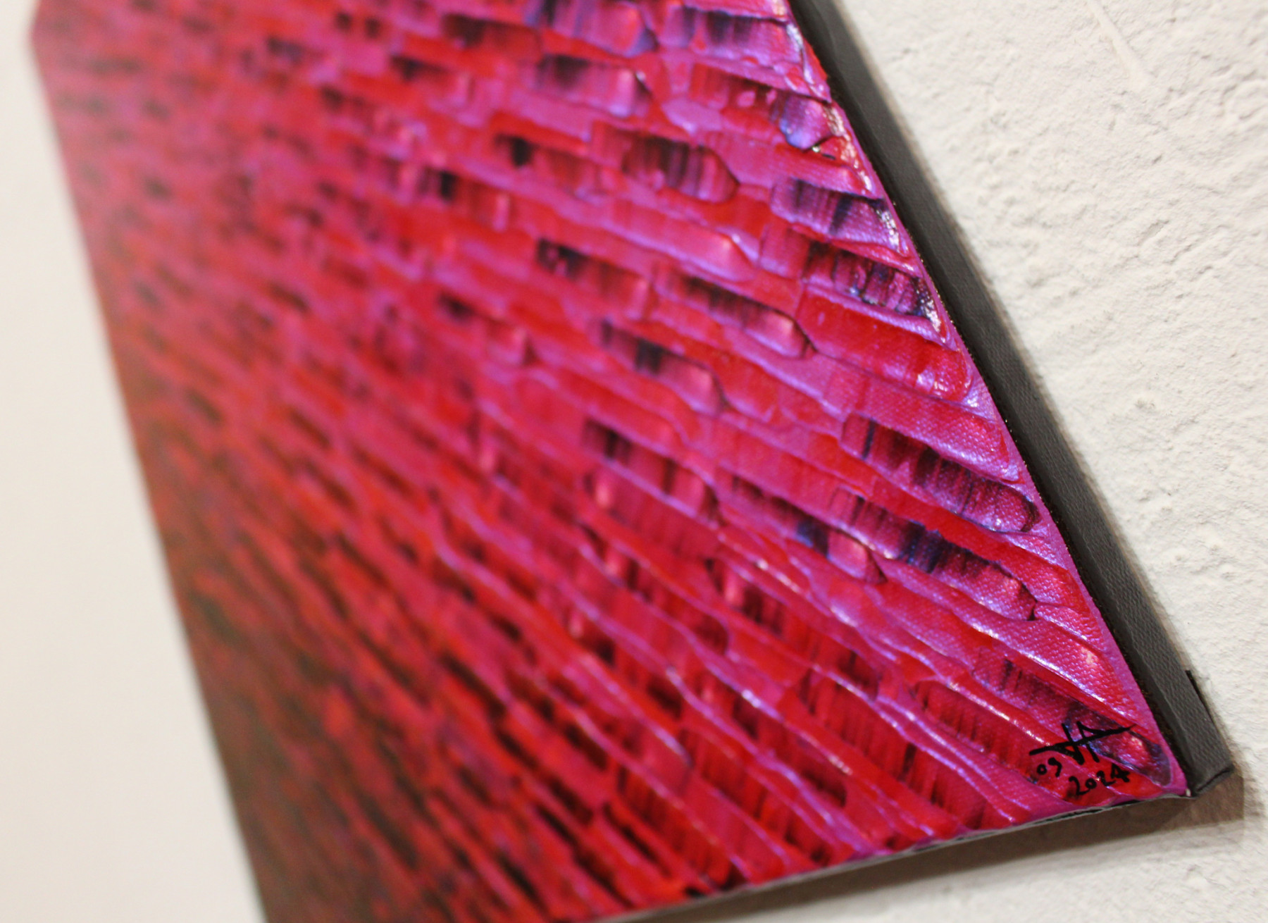 Jonathan Pradillon, Diagonale rose rouge, painting - Artalistic online contemporary art buying and selling gallery