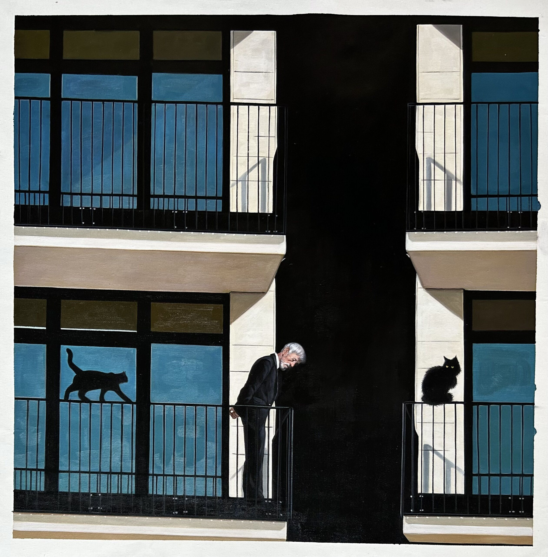 Mr Strange, Le vieil homme et ses chats, painting - Artalistic online contemporary art buying and selling gallery