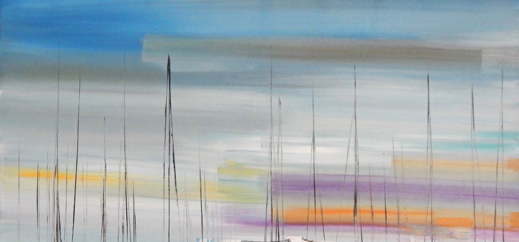 Lydie Massou, Le port bleu II, painting - Artalistic online contemporary art buying and selling gallery