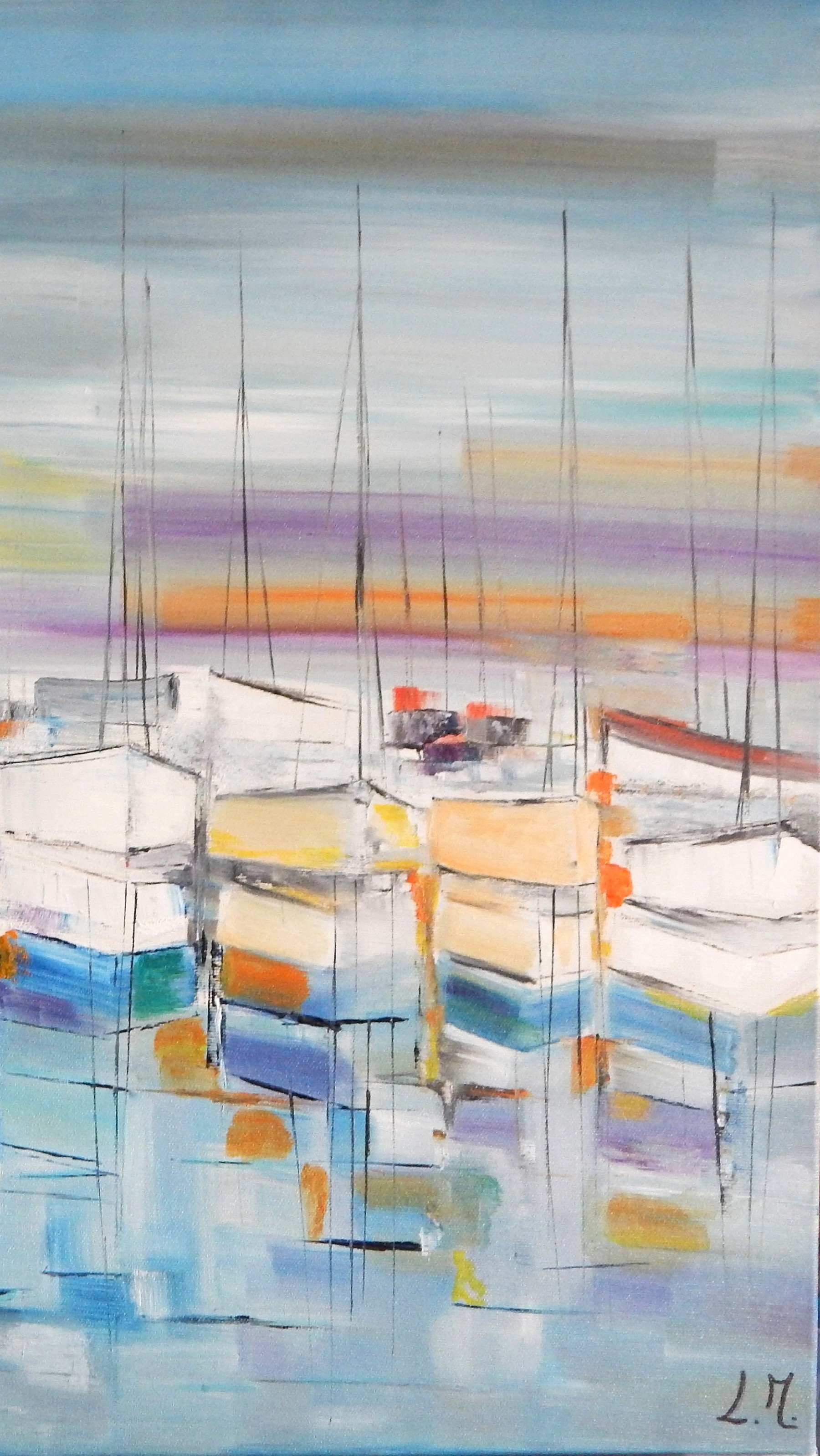 Lydie Massou, Le port bleu II, painting - Artalistic online contemporary art buying and selling gallery