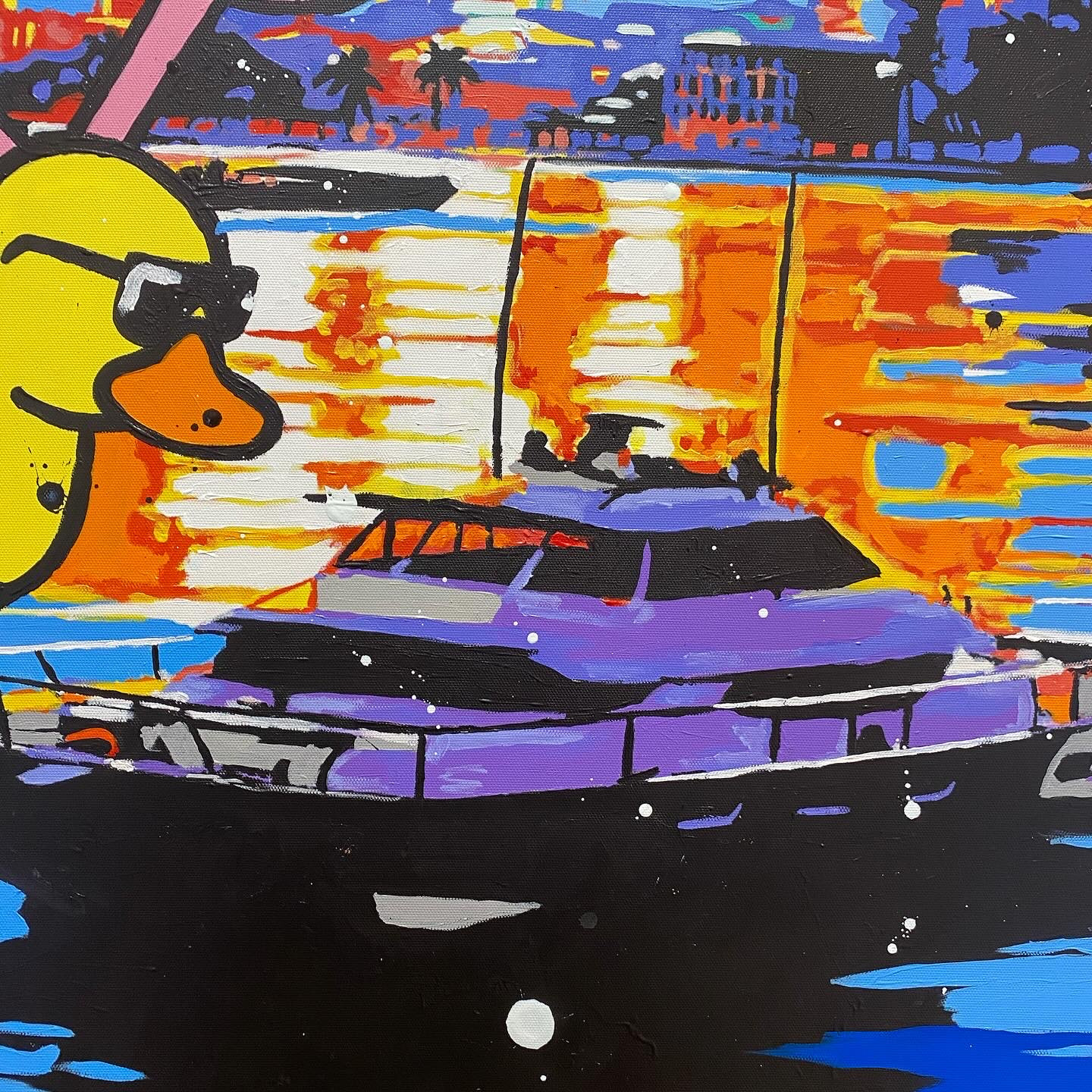 Pauline Cornée, Pink Panther in Dubai, painting - Artalistic online contemporary art buying and selling gallery