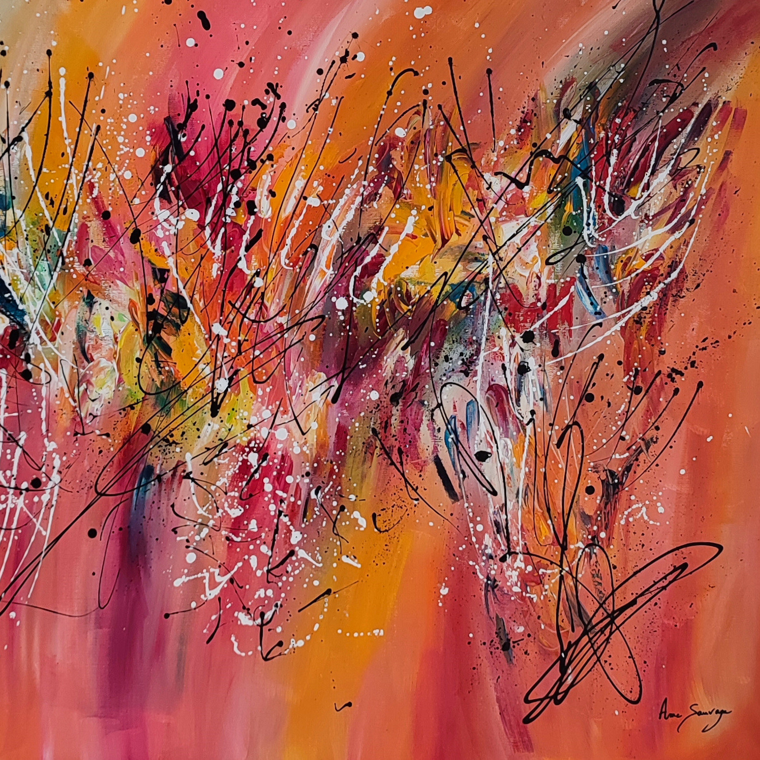 Âme Sauvage, Rose et lumières, painting - Artalistic online contemporary art buying and selling gallery
