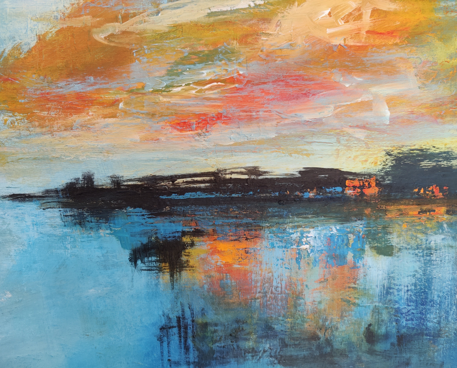 Marie-Line Robert, Le lac des couleurs, painting - Artalistic online contemporary art buying and selling gallery
