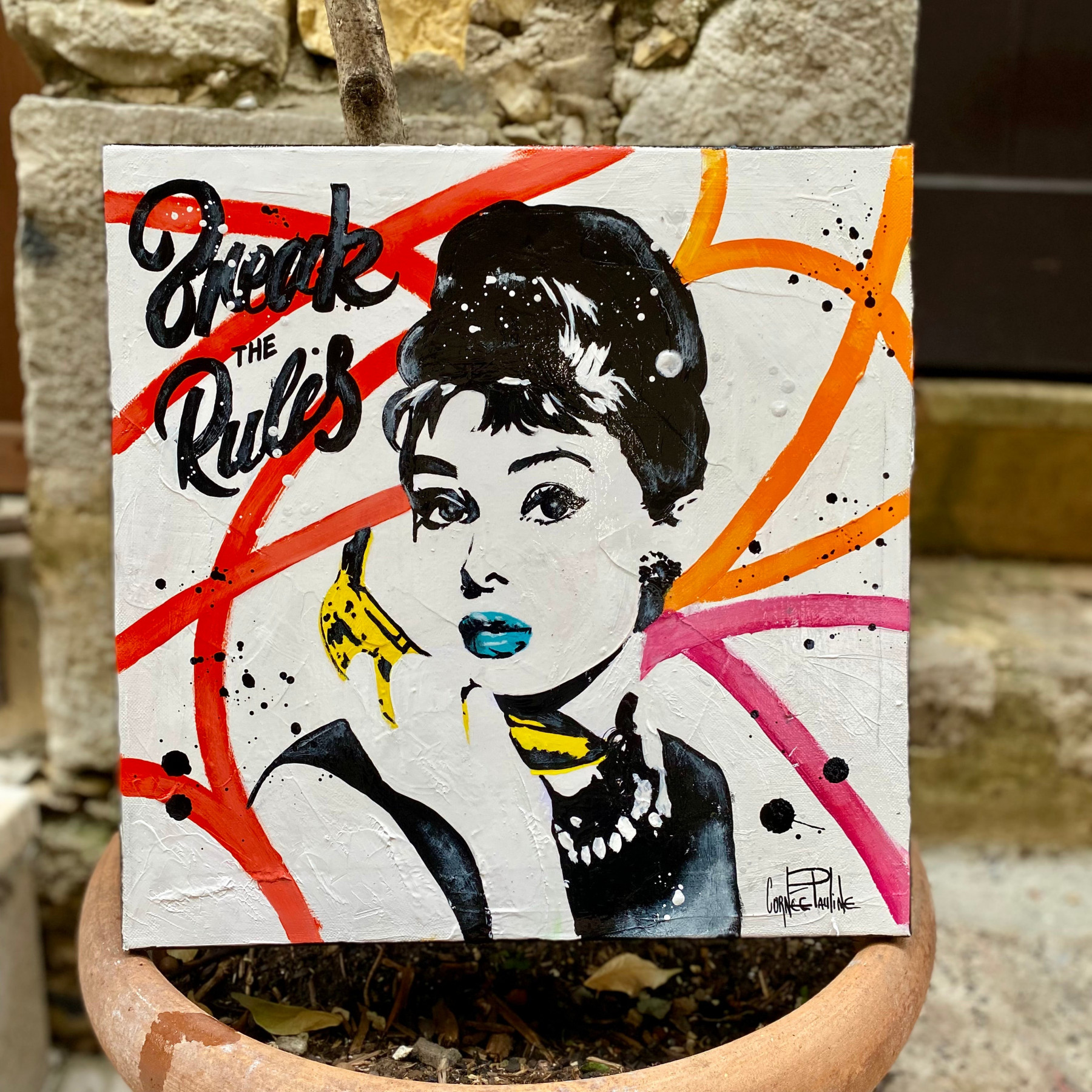 Pauline Cornée, Audrey Hepburn Break the rules, painting - Artalistic online contemporary art buying and selling gallery