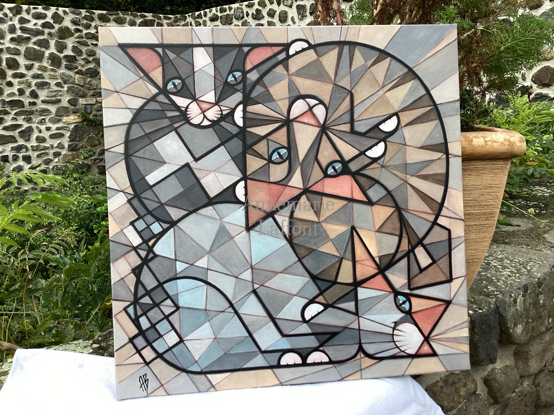 Annemarie Laffont, Geometriccats, painting - Artalistic online contemporary art buying and selling gallery