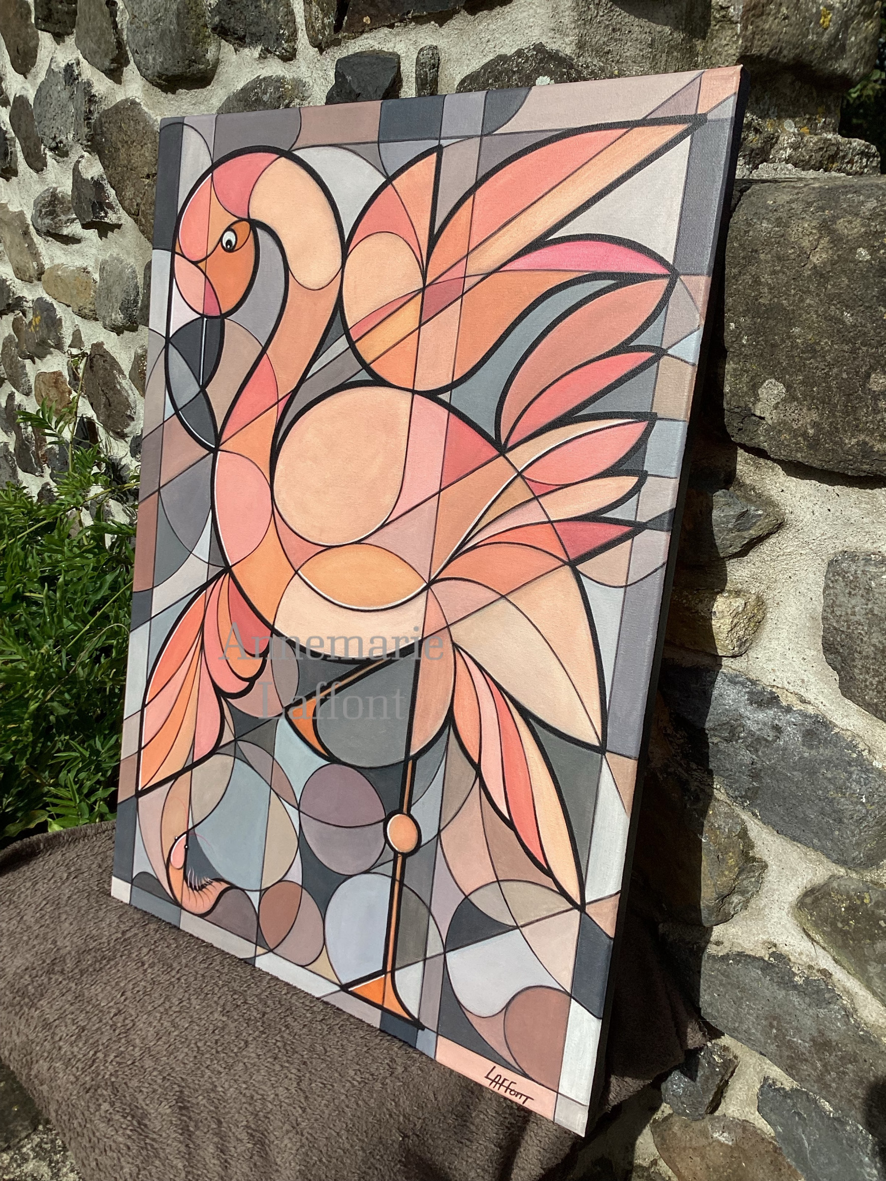 Annemarie Laffont, Flamingo, painting - Artalistic online contemporary art buying and selling gallery