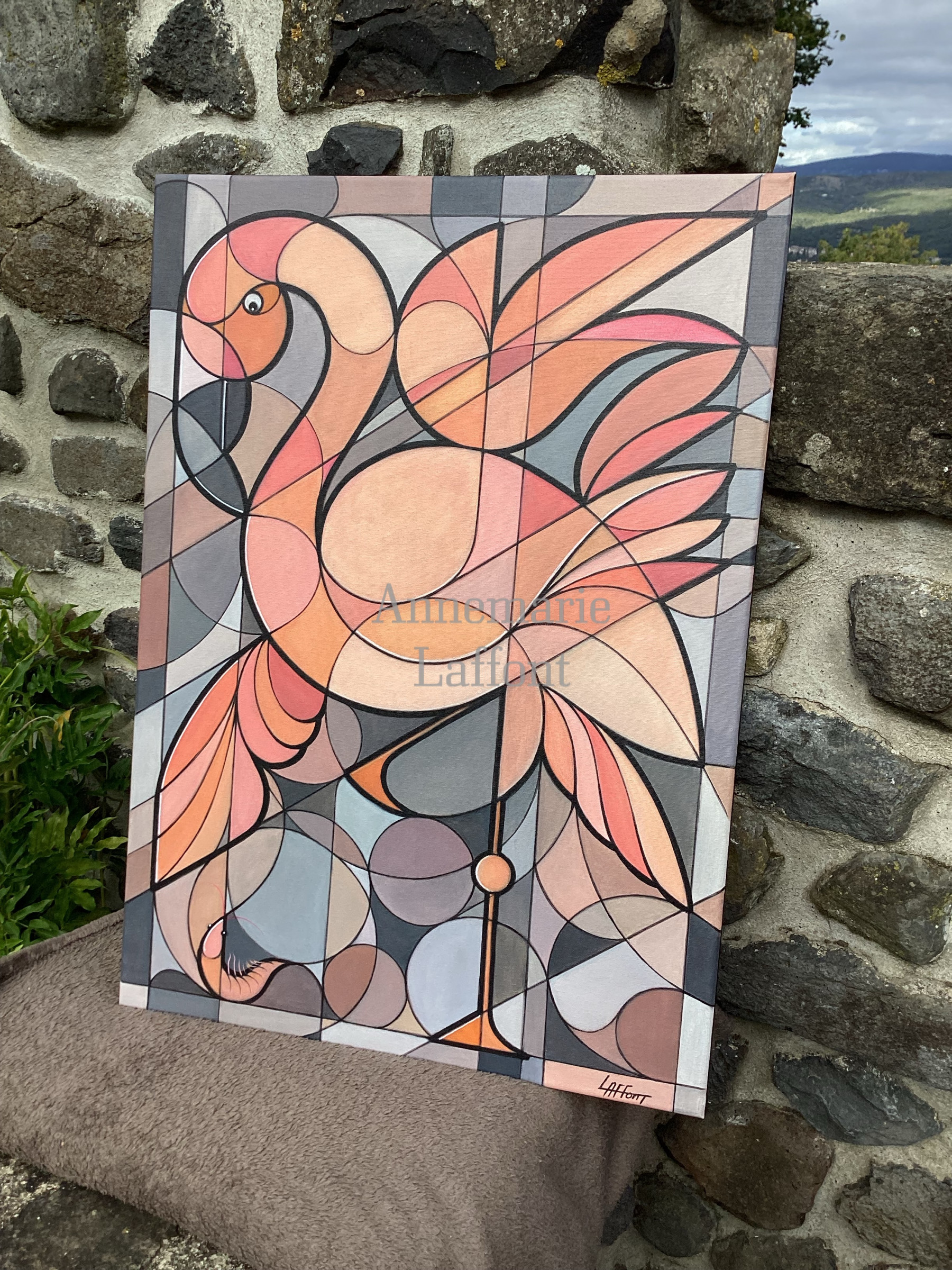 Annemarie Laffont, Flamingo, painting - Artalistic online contemporary art buying and selling gallery