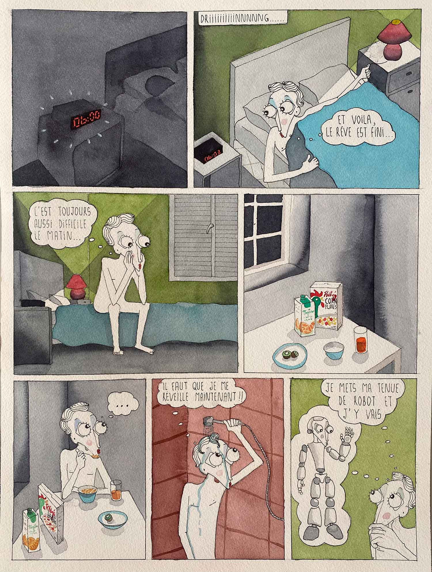 Sébastien Arcouet, Planche BD Trompette, drawing - Artalistic online contemporary art buying and selling gallery