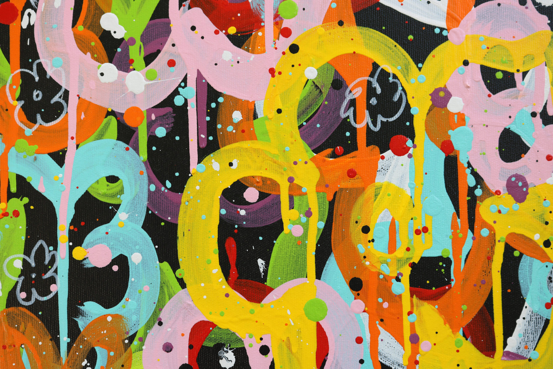Isabelle Pelletane, Pop flowers black, painting - Artalistic online contemporary art buying and selling gallery