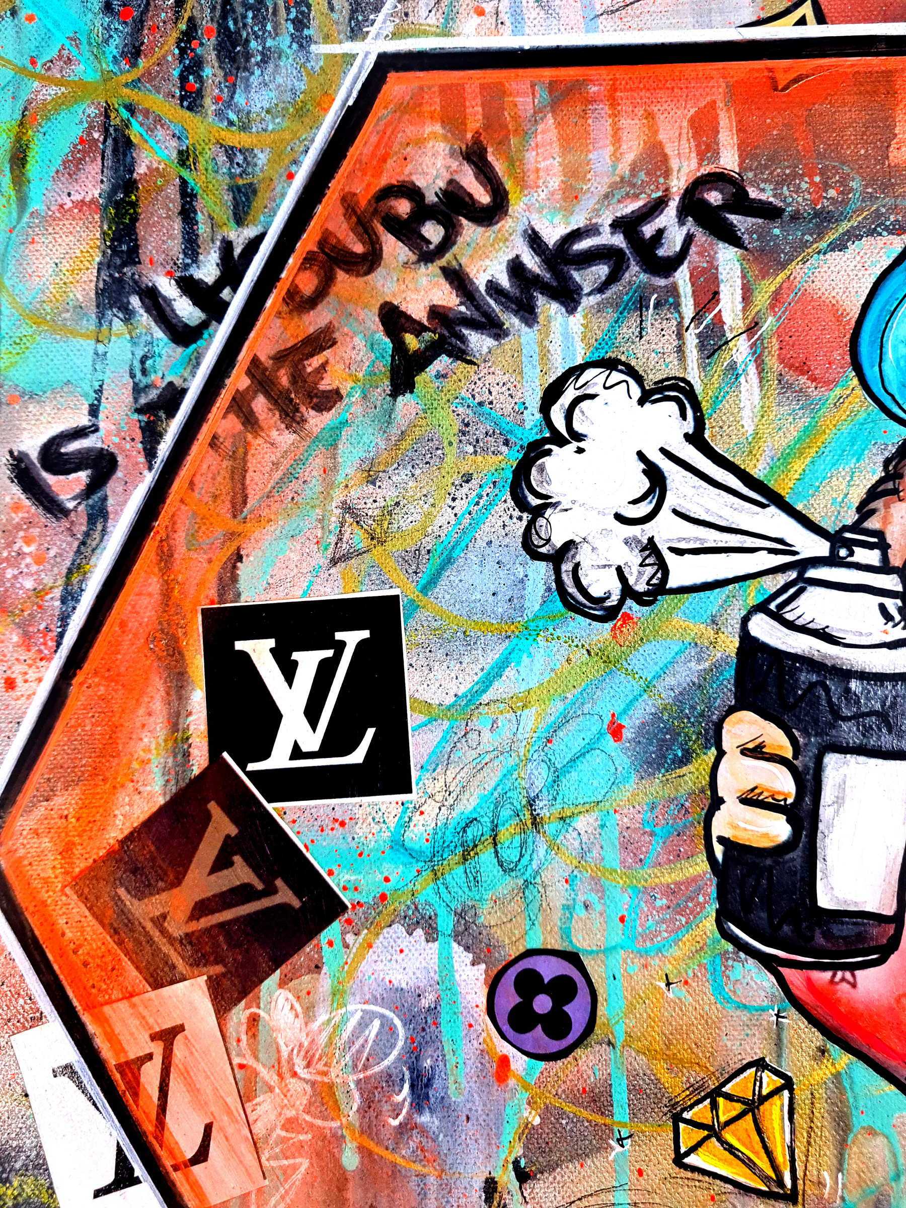 PVettese, Labubu X Street Art Louis Vuitton, painting - Artalistic online contemporary art buying and selling gallery