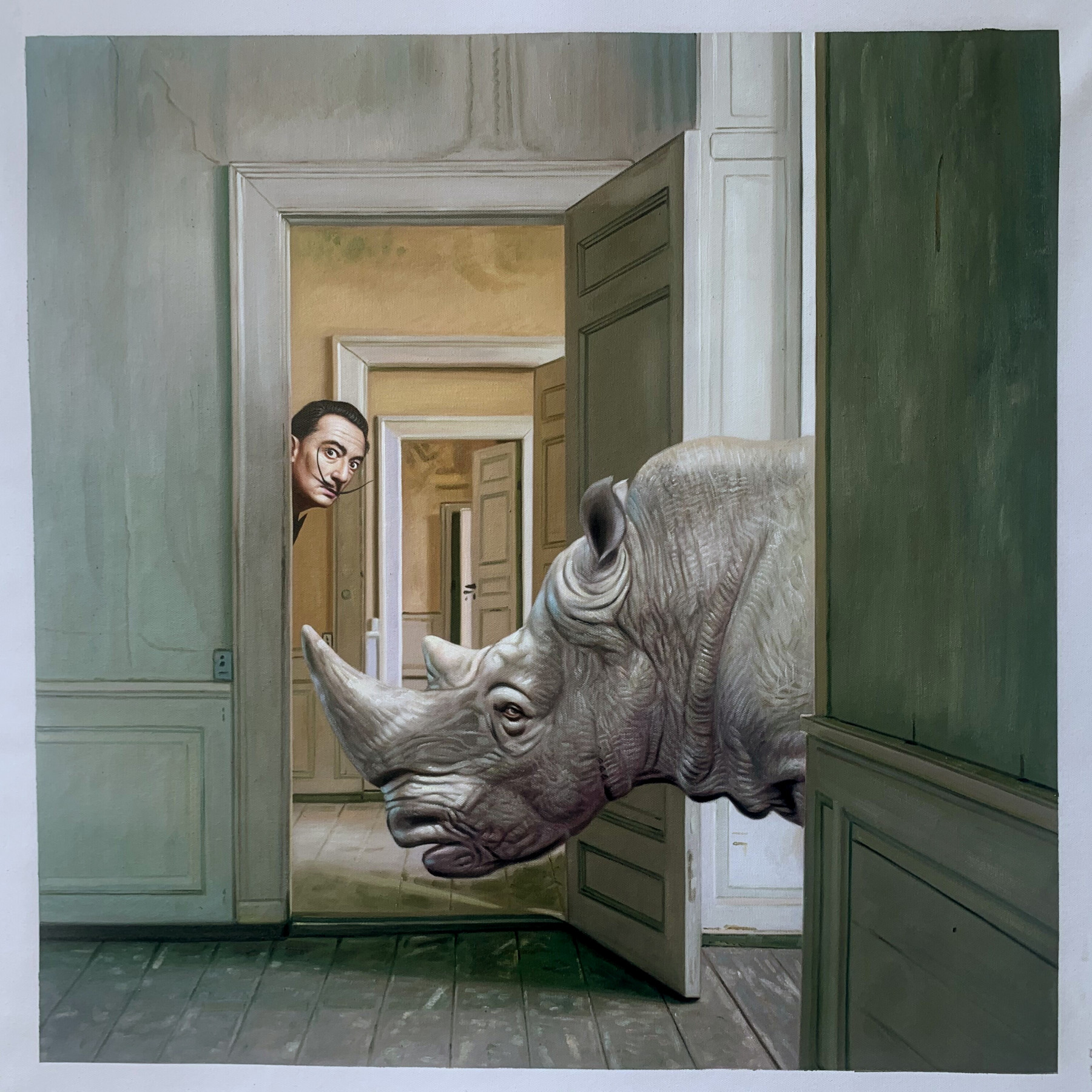 Mr Strange, Salvador et le Rhinocéros, painting - Artalistic online contemporary art buying and selling gallery