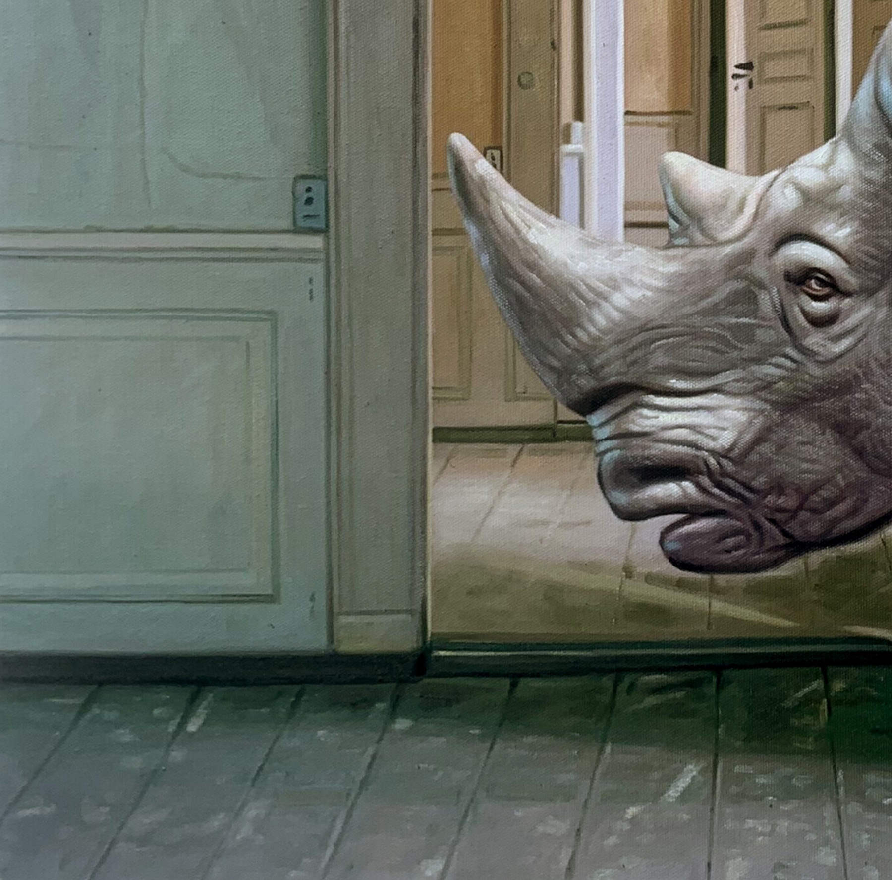 Mr Strange, Salvador et le Rhinocéros, painting - Artalistic online contemporary art buying and selling gallery