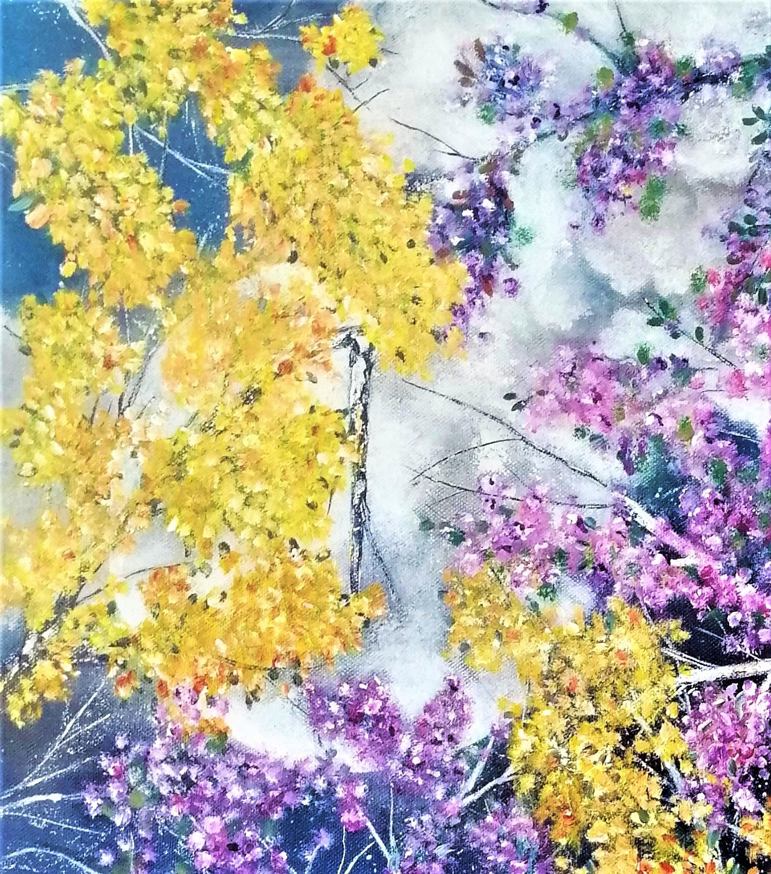 Anne Robin, lune fleurie, painting - Artalistic online contemporary art buying and selling gallery