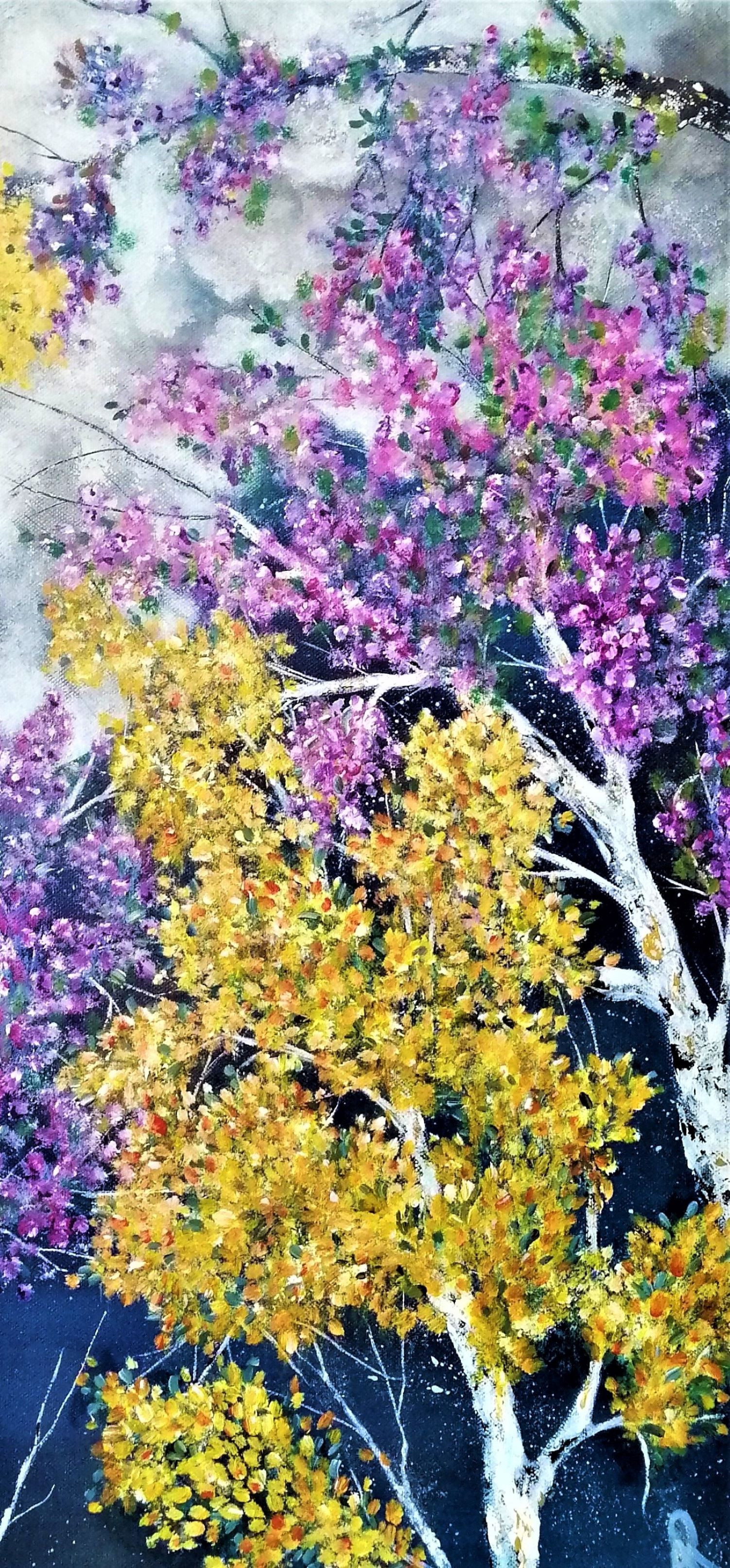 Anne Robin, lune fleurie, painting - Artalistic online contemporary art buying and selling gallery