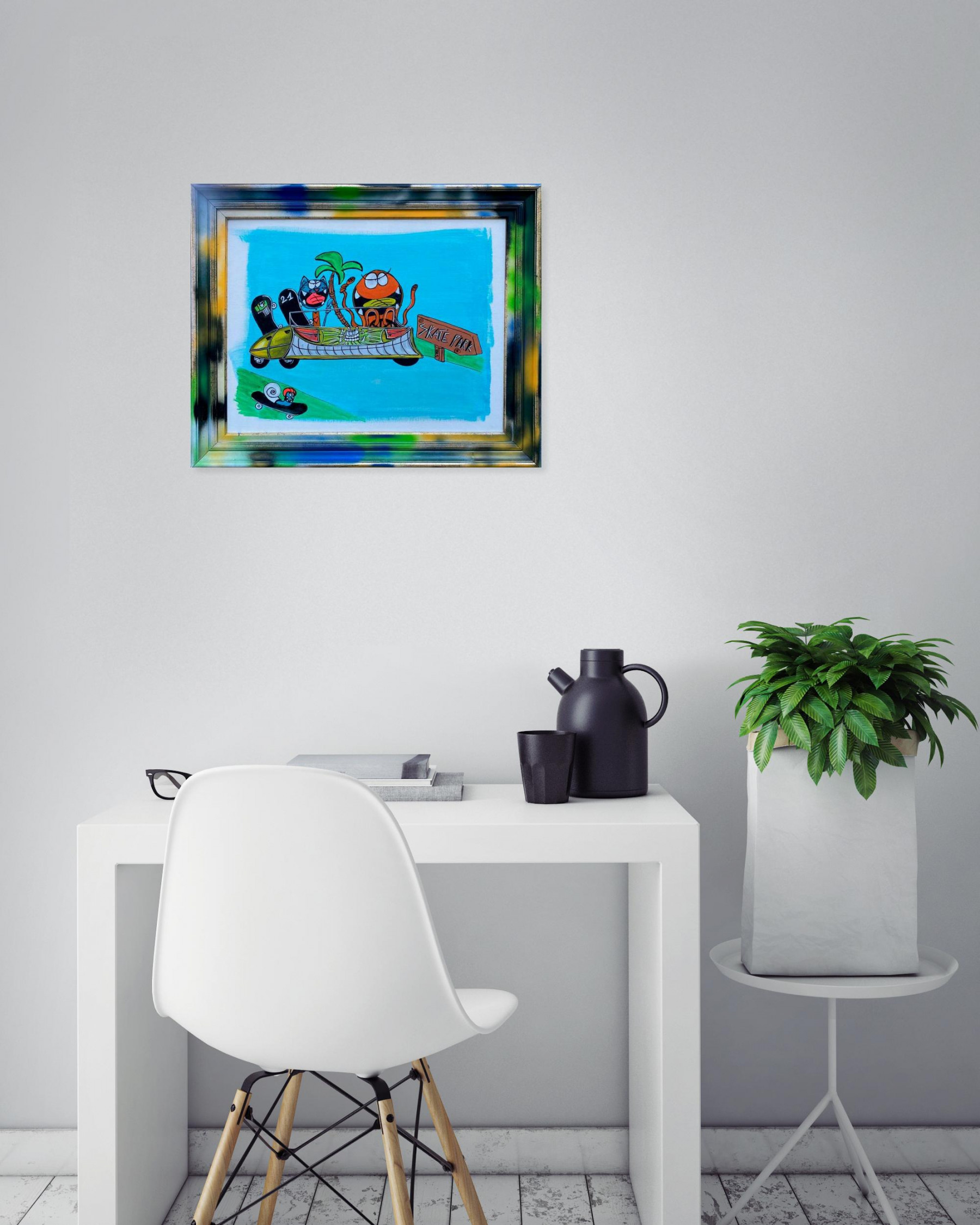 Seb Paul Michel, Skatepark, painting - Artalistic online contemporary art buying and selling gallery