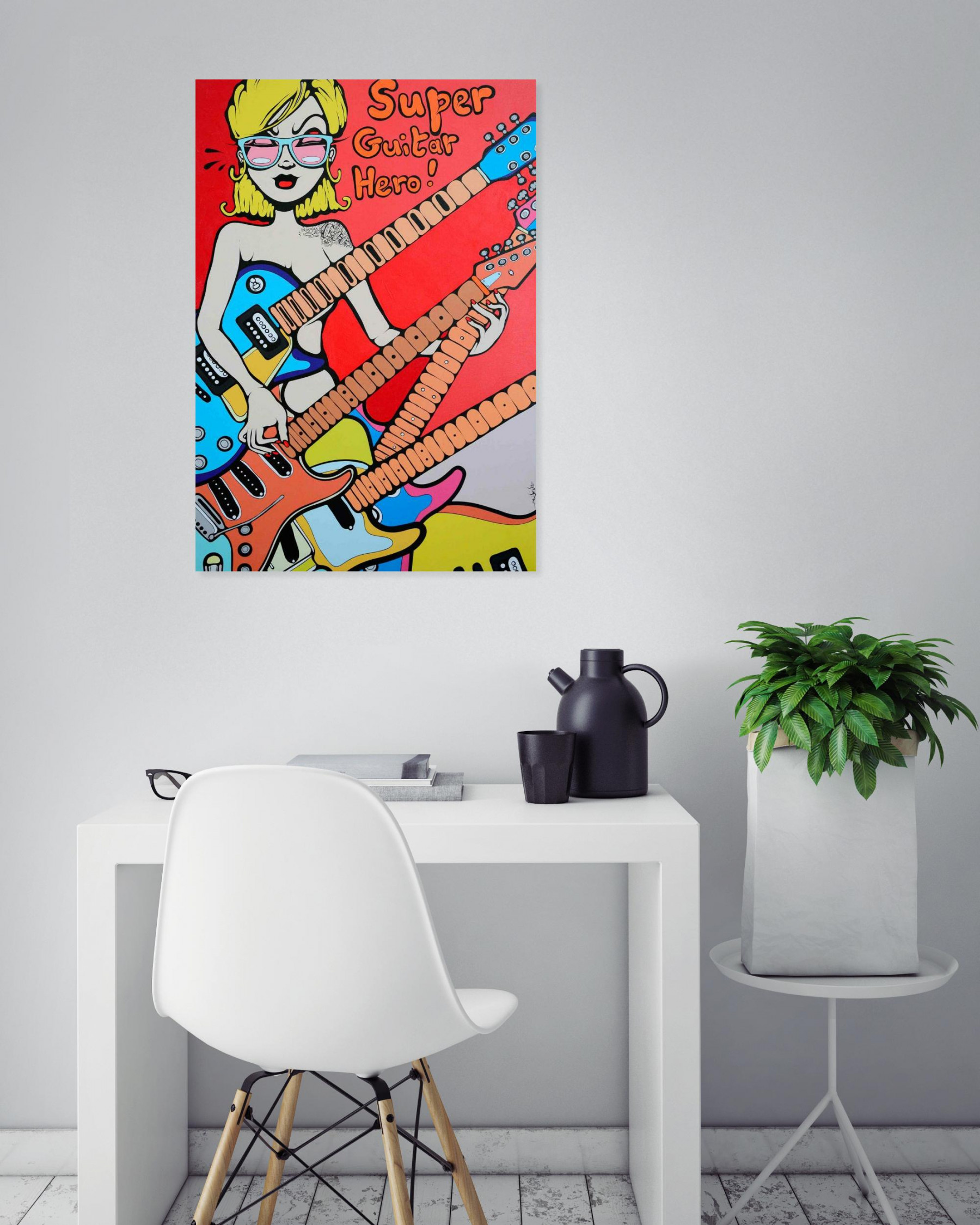 Ewen Gur, Super guitar hero, painting - Artalistic online contemporary art buying and selling gallery