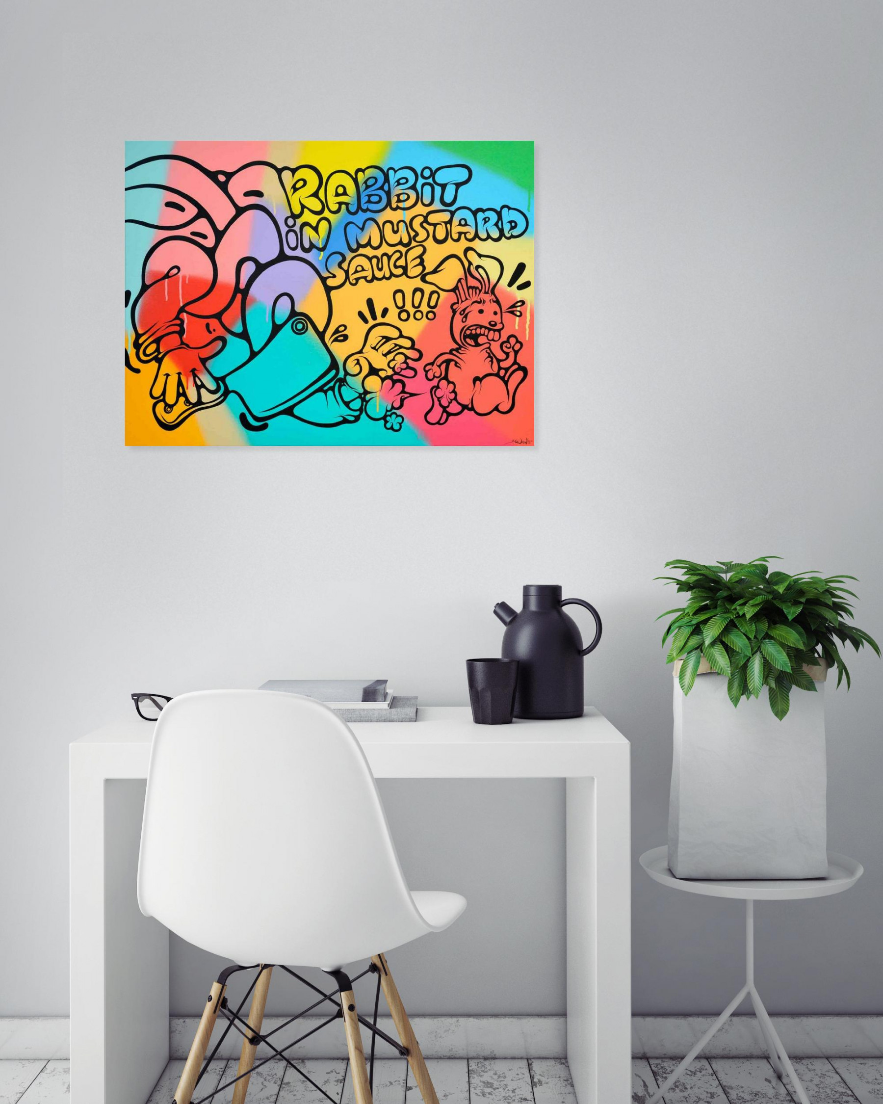 Ewen Gur, Rabbit in Mustard Sauce, painting - Artalistic online contemporary art buying and selling gallery