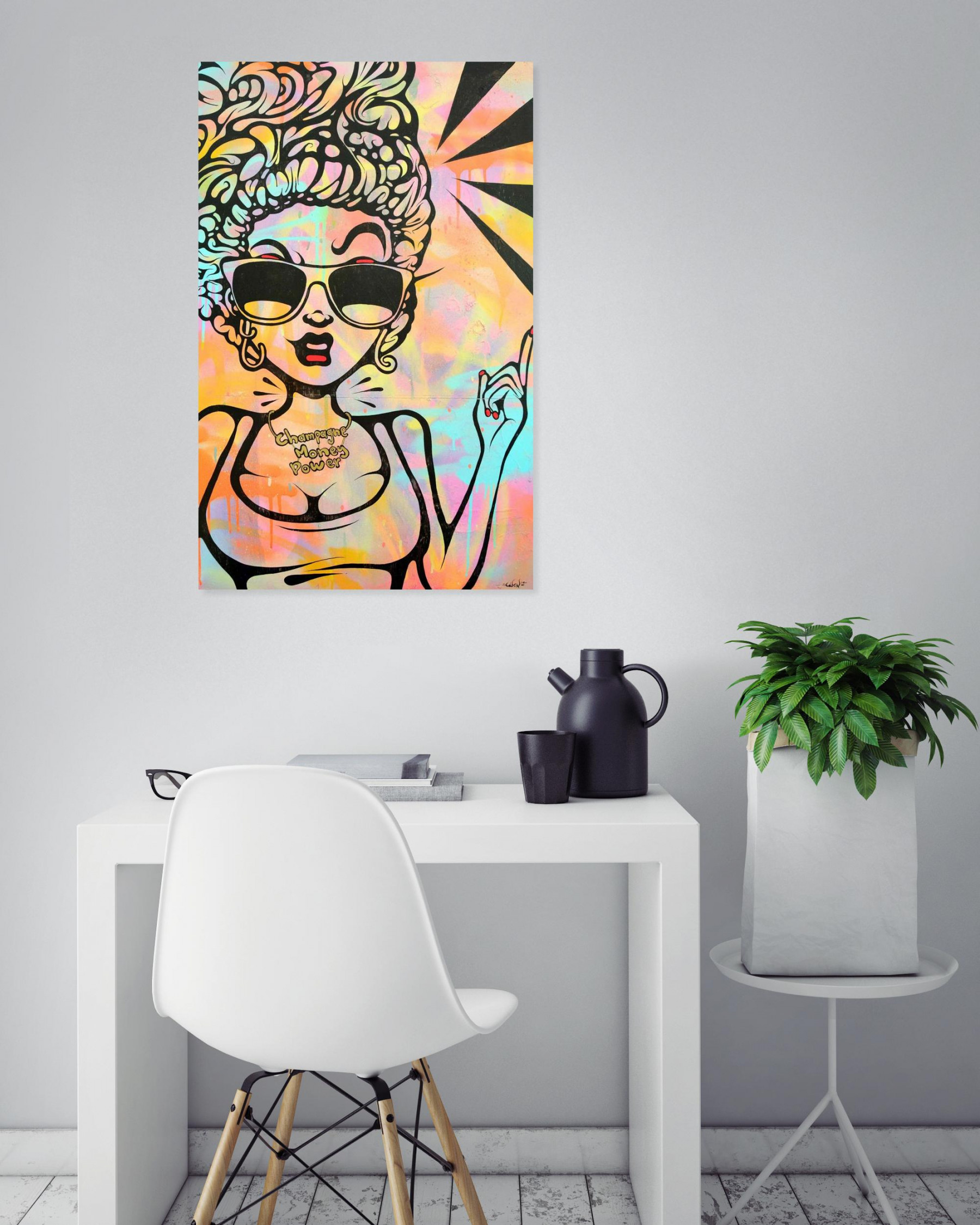 Ewen Gur, Champagne, Money, Power, painting - Artalistic online contemporary art buying and selling gallery