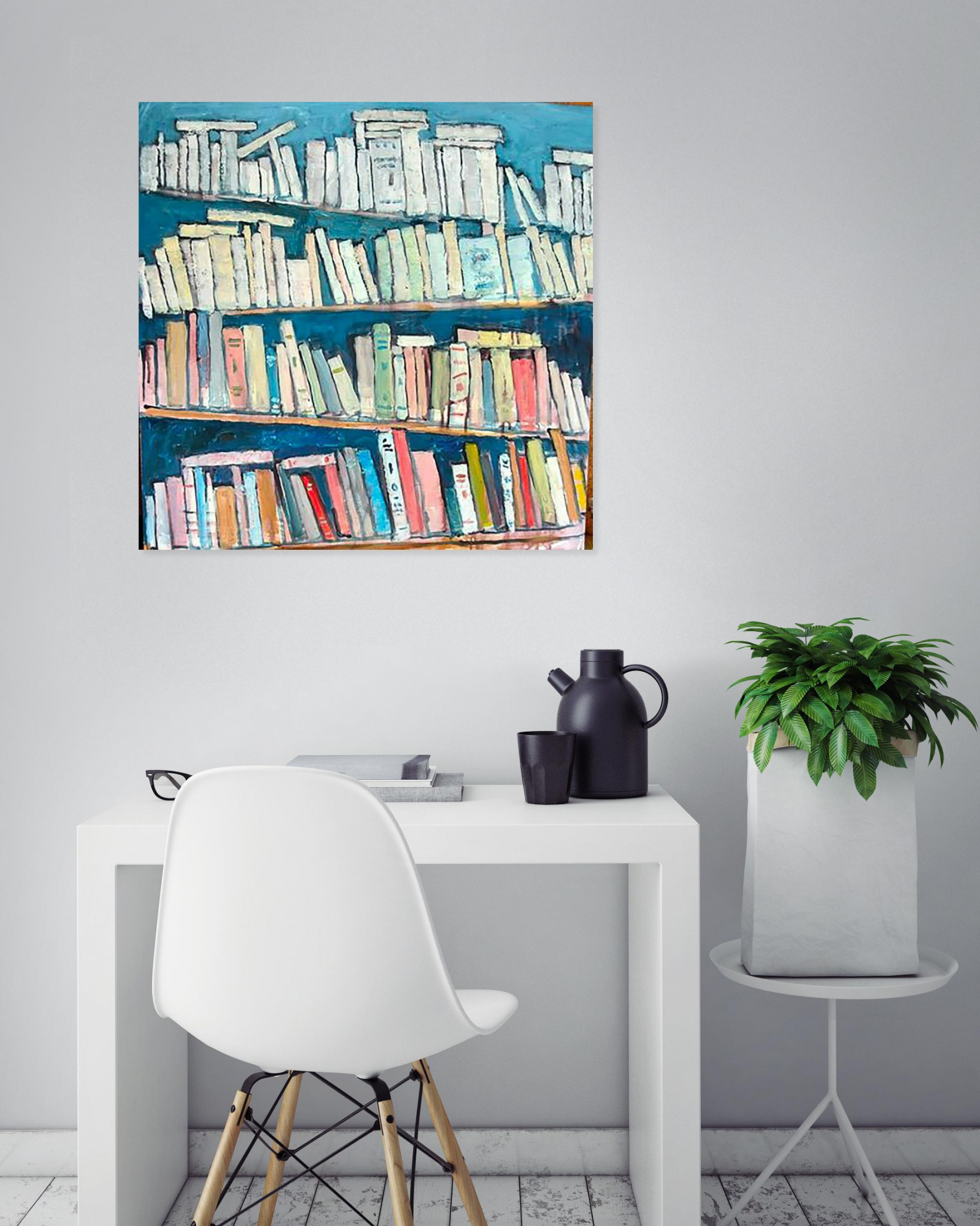 Philippe Michel, La bibliothèque, painting - Artalistic online contemporary art buying and selling gallery
