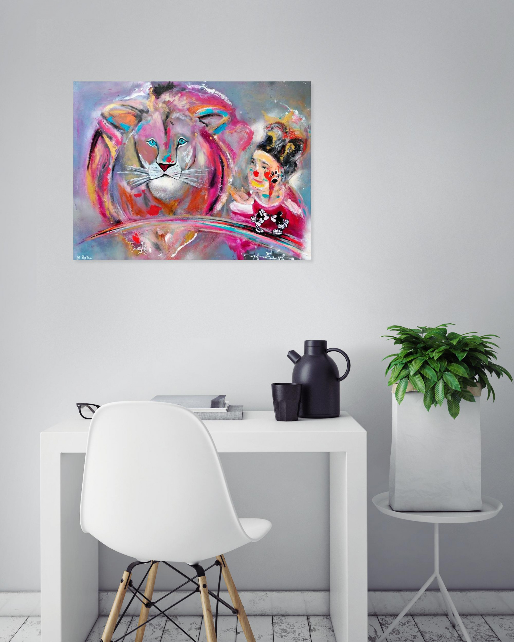 Nicolas Postec, Lion Queen, painting - Artalistic online contemporary art buying and selling gallery
