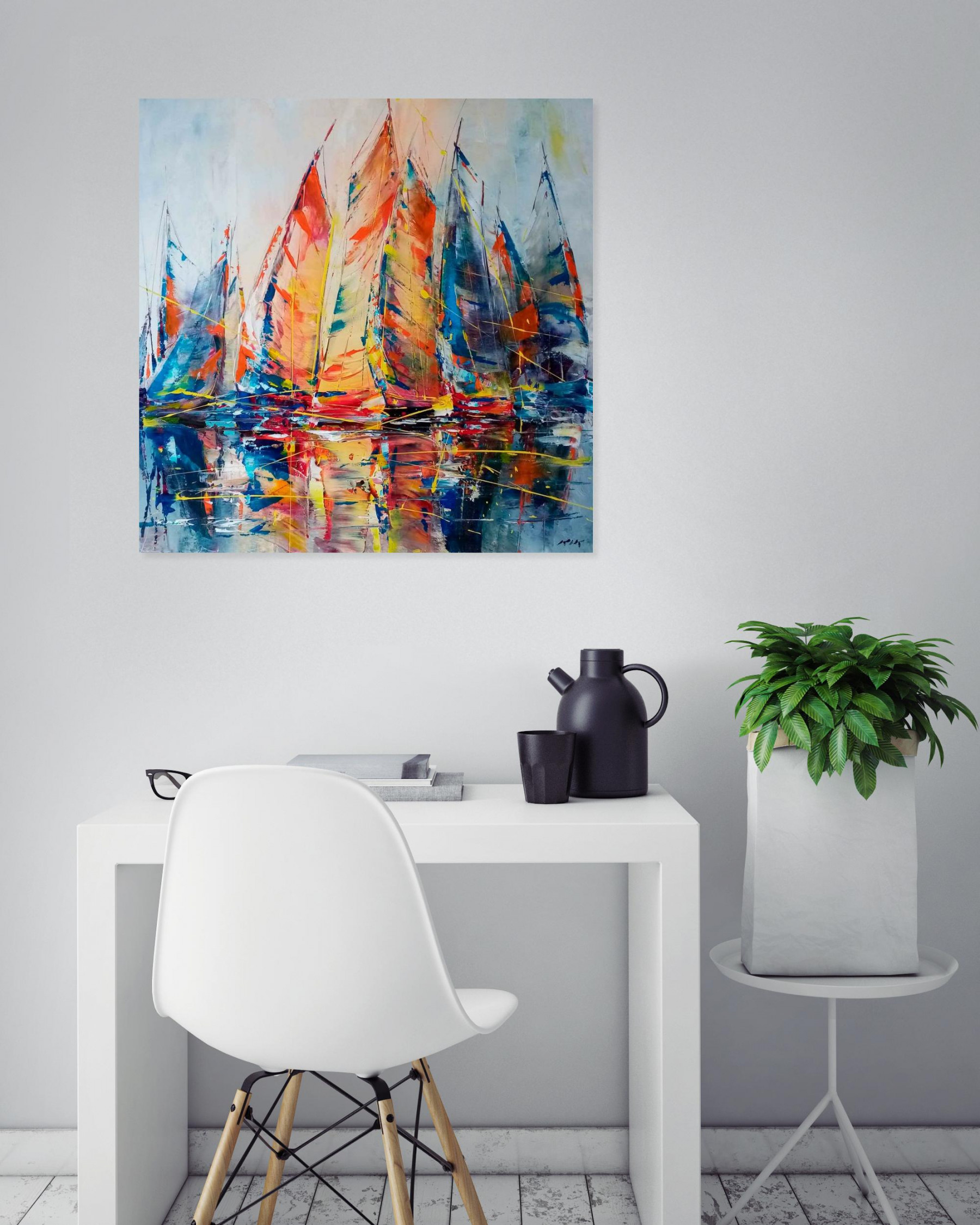 Janusz Kik, Réunion de voile, painting - Artalistic online contemporary art buying and selling gallery