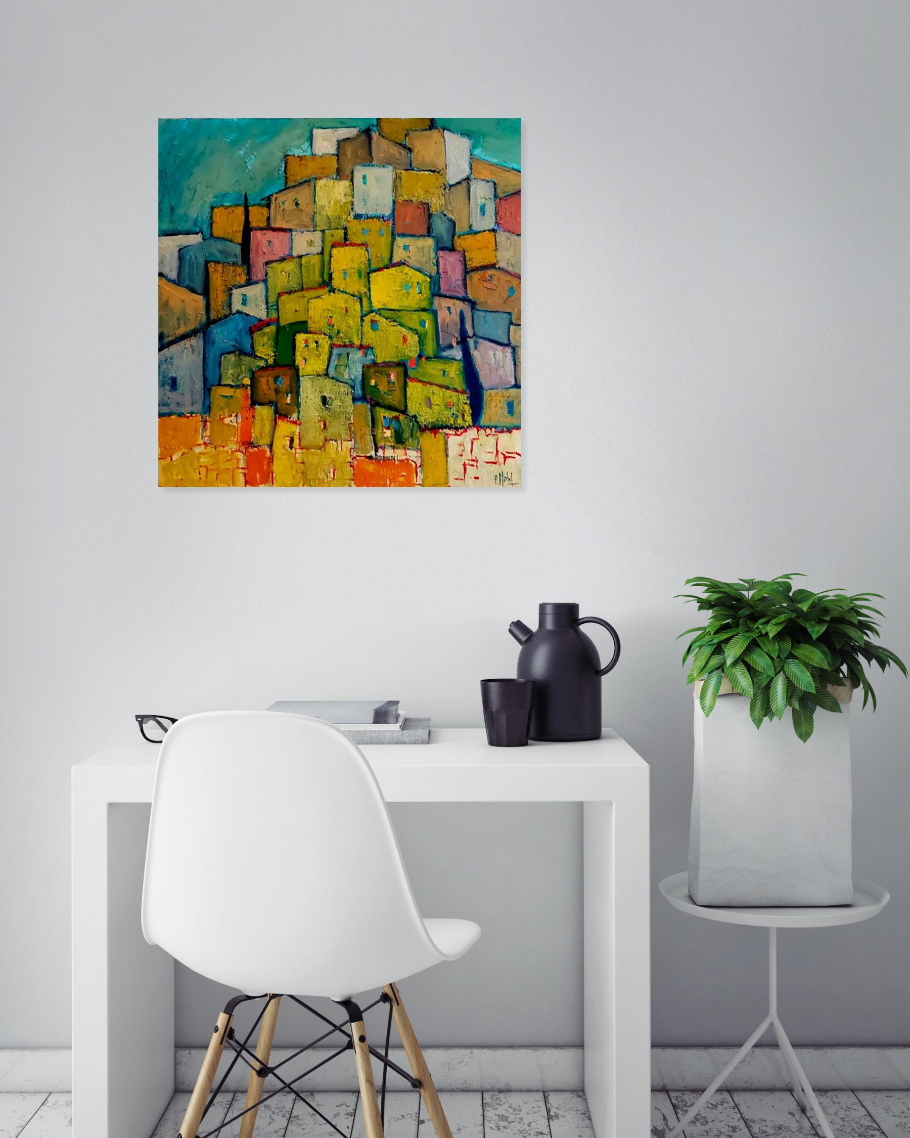 Philippe Michel, Village abandonné, painting - Artalistic online contemporary art buying and selling gallery