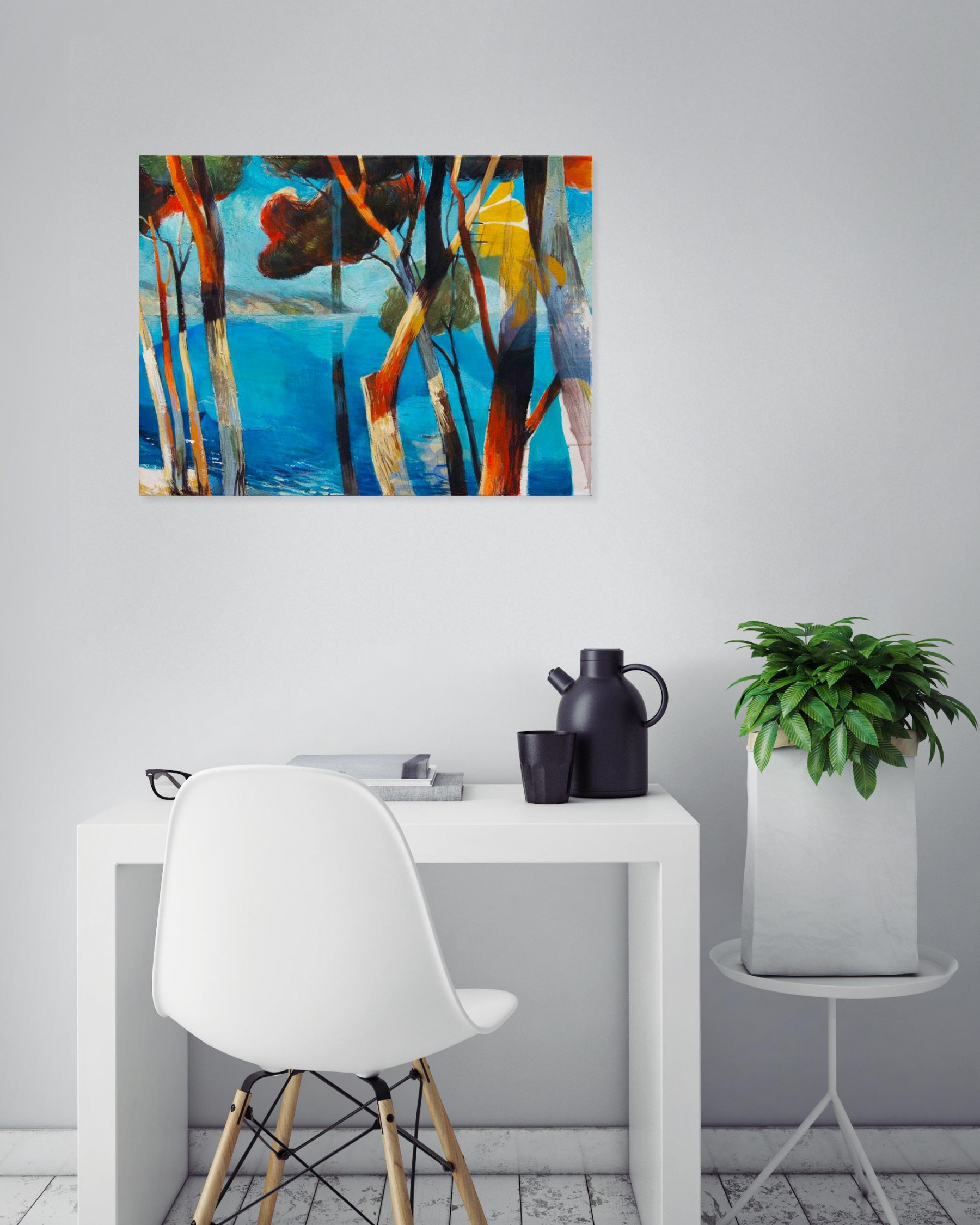Yan Vita, Pins parasols, painting - Artalistic online contemporary art buying and selling gallery