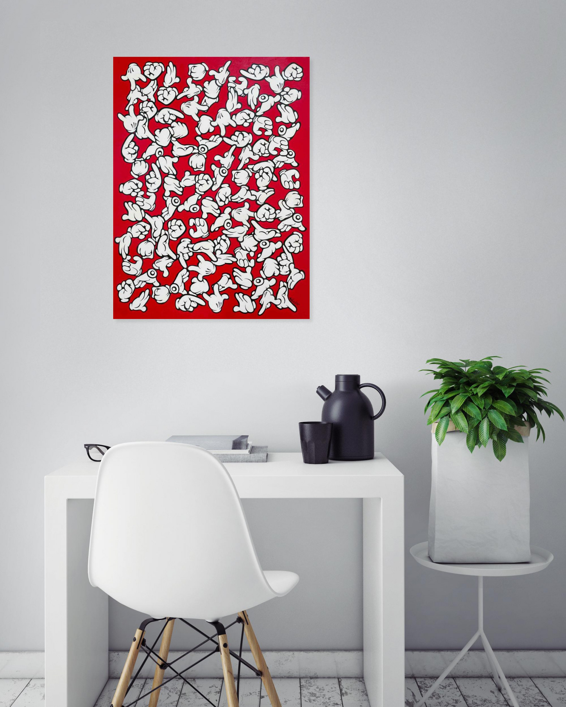 Ewen Gur, Bloody red hands, painting - Artalistic online contemporary art buying and selling gallery