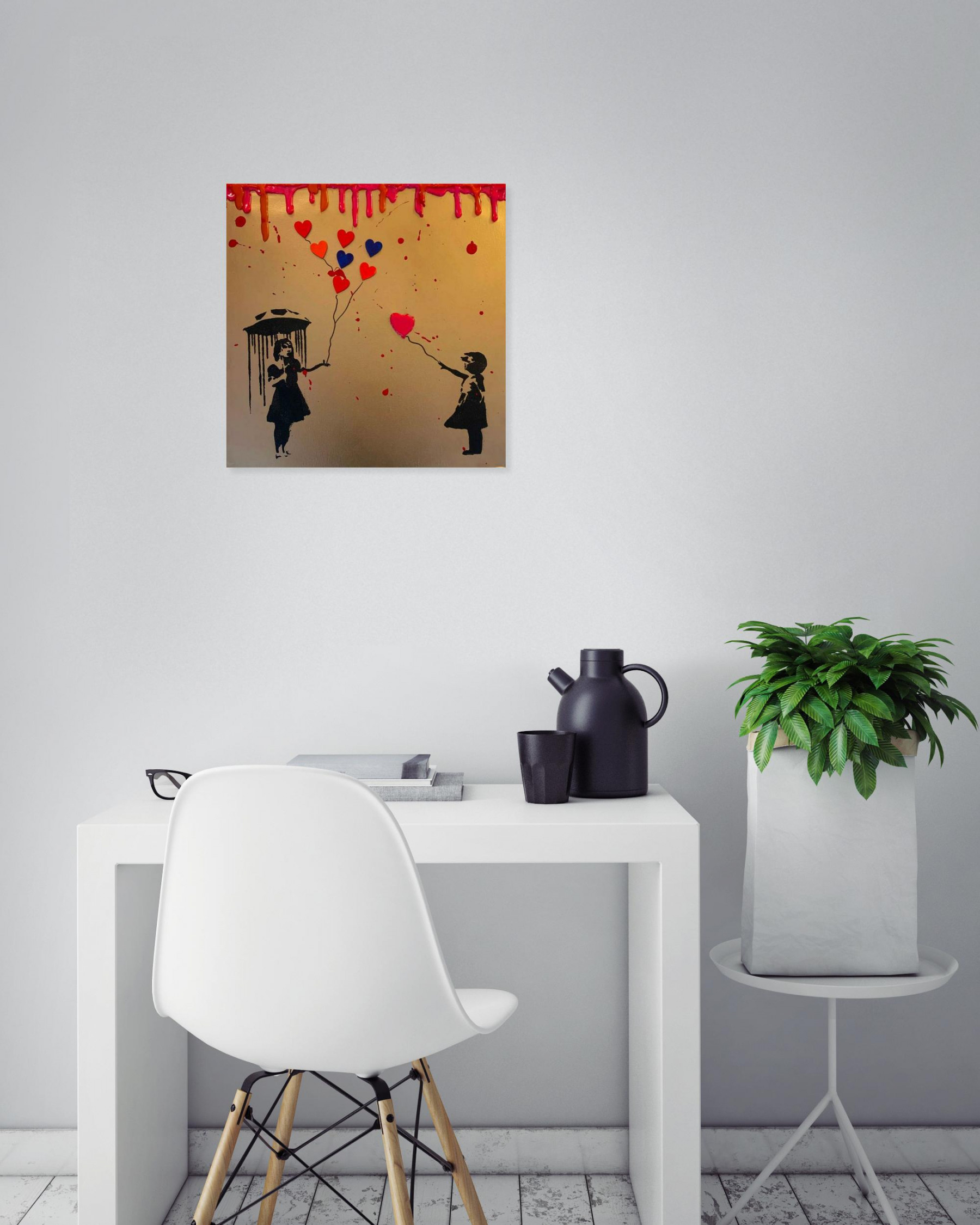 Rose, raining gold, painting - Artalistic online contemporary art buying and selling gallery
