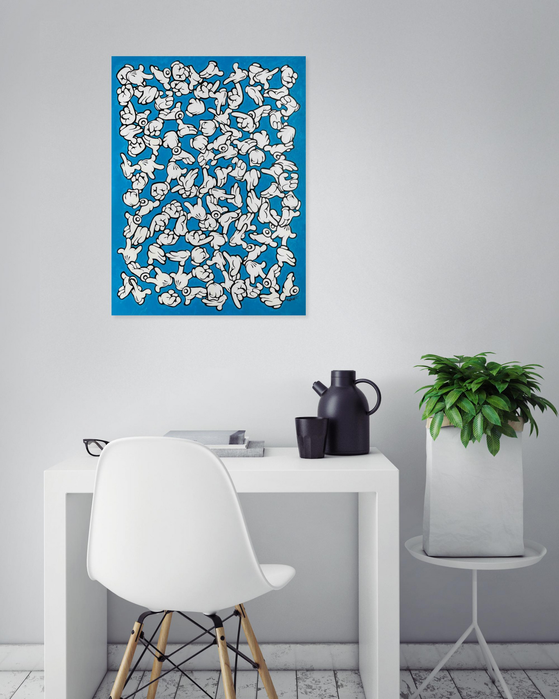 Ewen Gur, Deep blue hands, painting - Artalistic online contemporary art buying and selling gallery