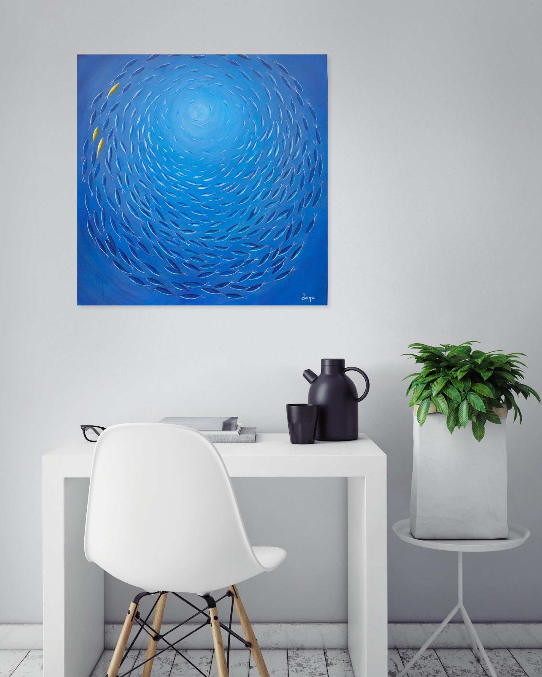 Dany Soyer, Les 3 petits poissons jaunes, painting - Artalistic online contemporary art buying and selling gallery