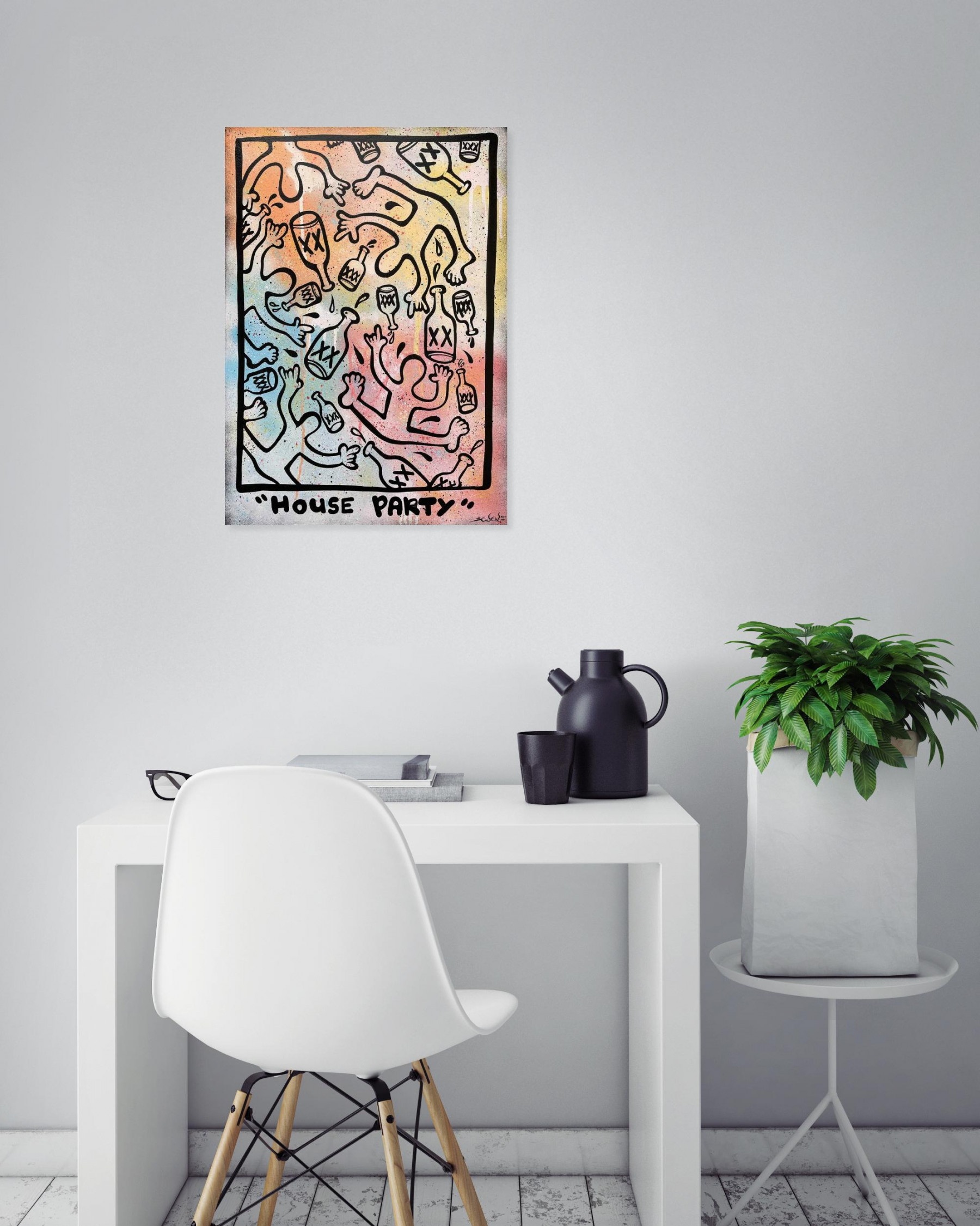 Ewen Gur, House Party, painting - Artalistic online contemporary art buying and selling gallery