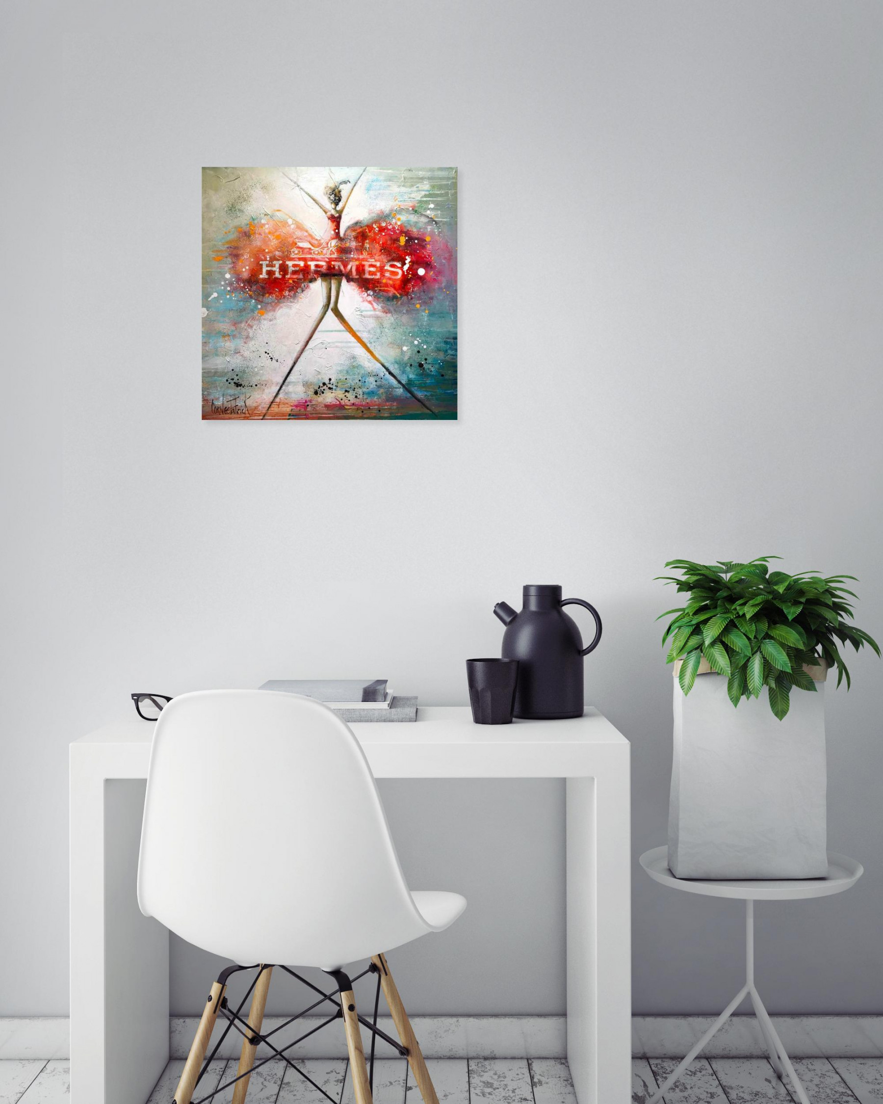 Patrick Cornée, danseuse habillée en robe Hermès, painting - Artalistic online contemporary art buying and selling gallery