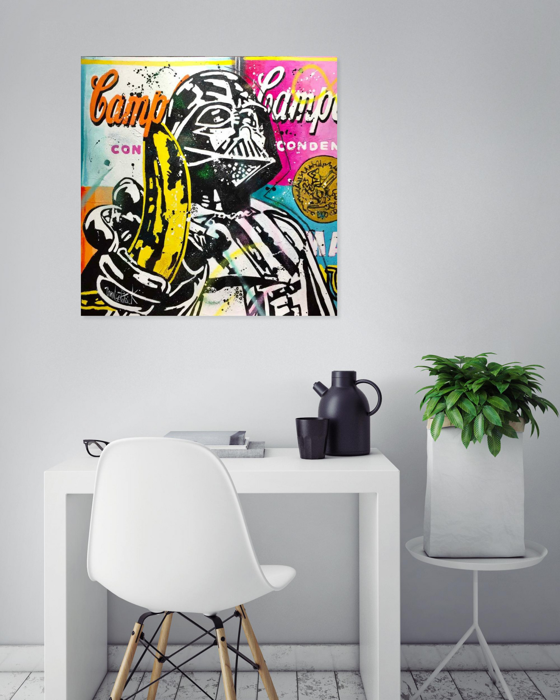 Patrick Cornée, Dark Vader likes bananas, painting - Artalistic online contemporary art buying and selling gallery